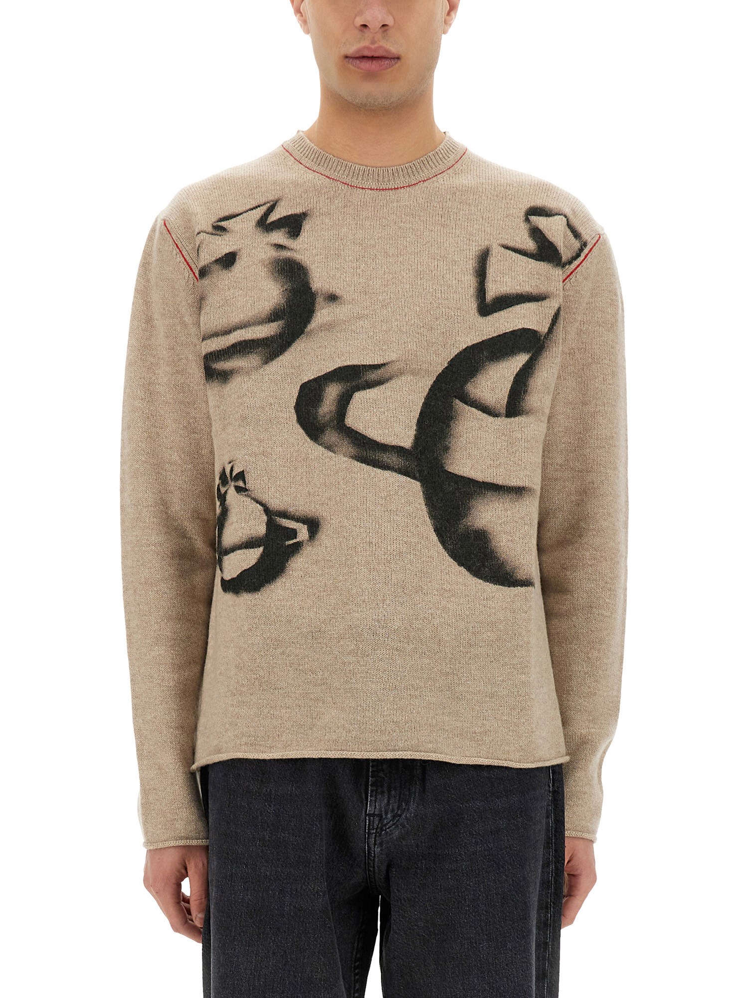 Vivienne Westwood "orbit" Crew Neck Sweater In Beige