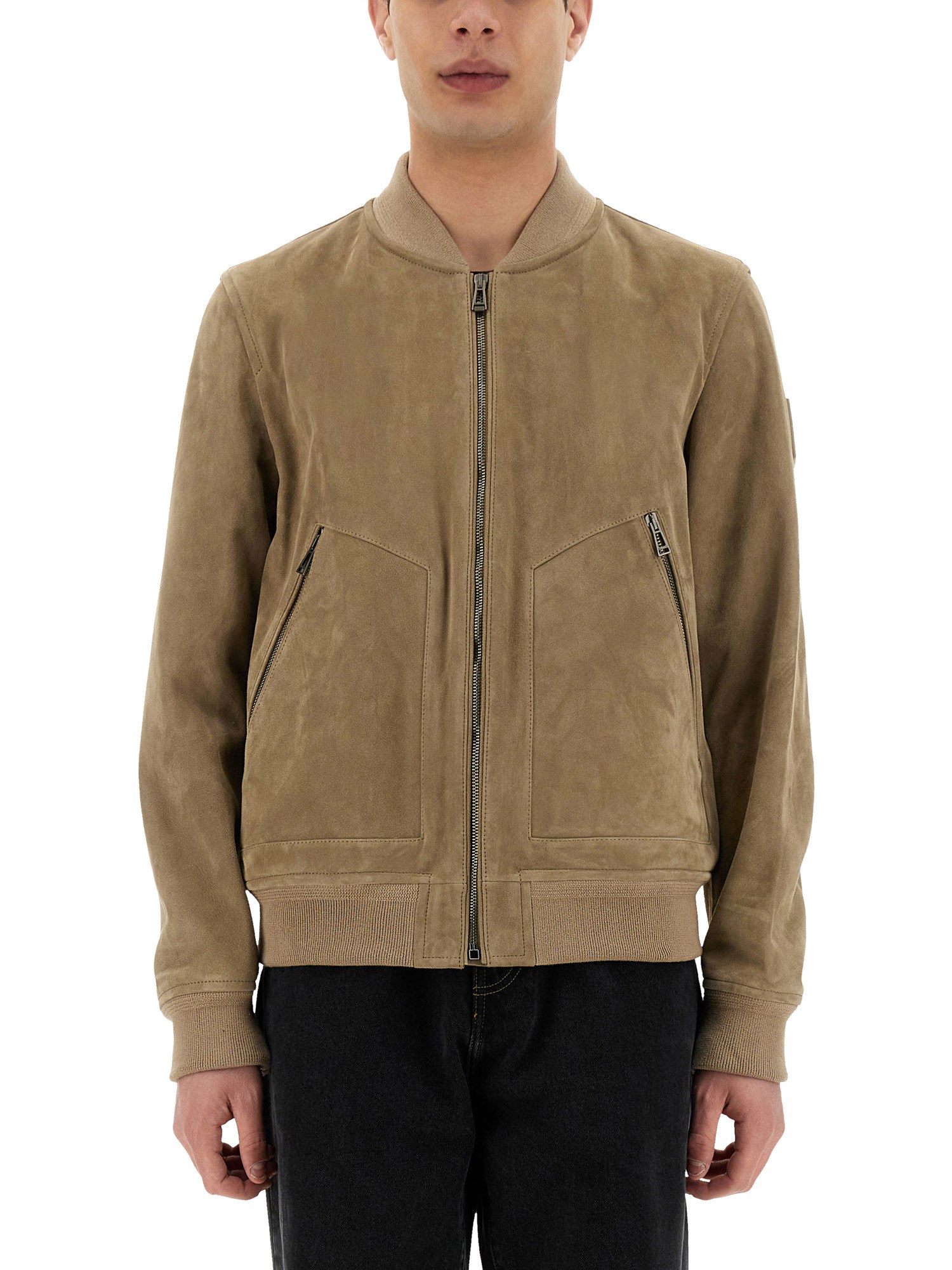 Belstaff Ribbed Cuffs Zip Pockets Jacket In Beige