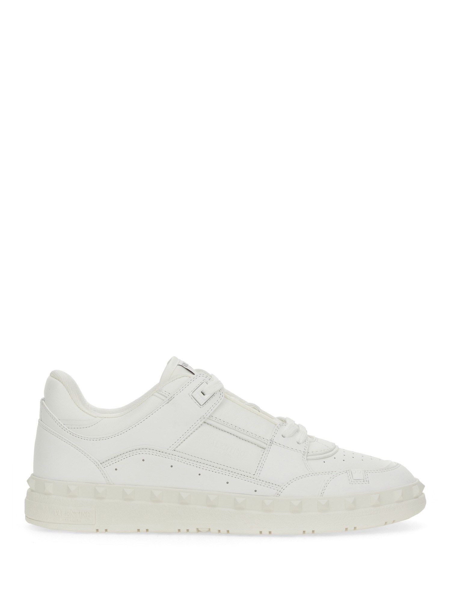 Valentino Leather Freedots Sneakers Studded Detailing In White
