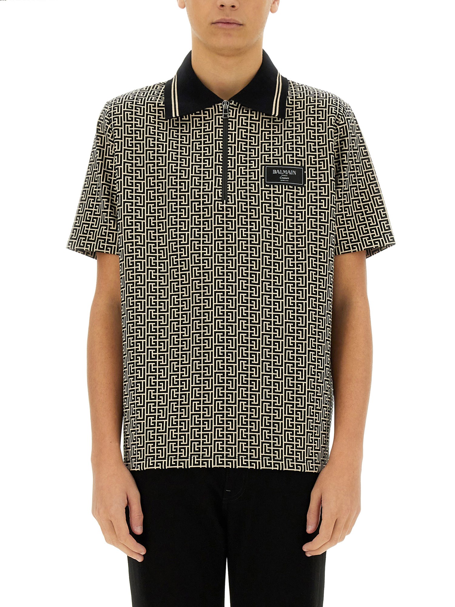 Balmain Labyrinth Polo Shirt With Jacquard Effect In Multicolour