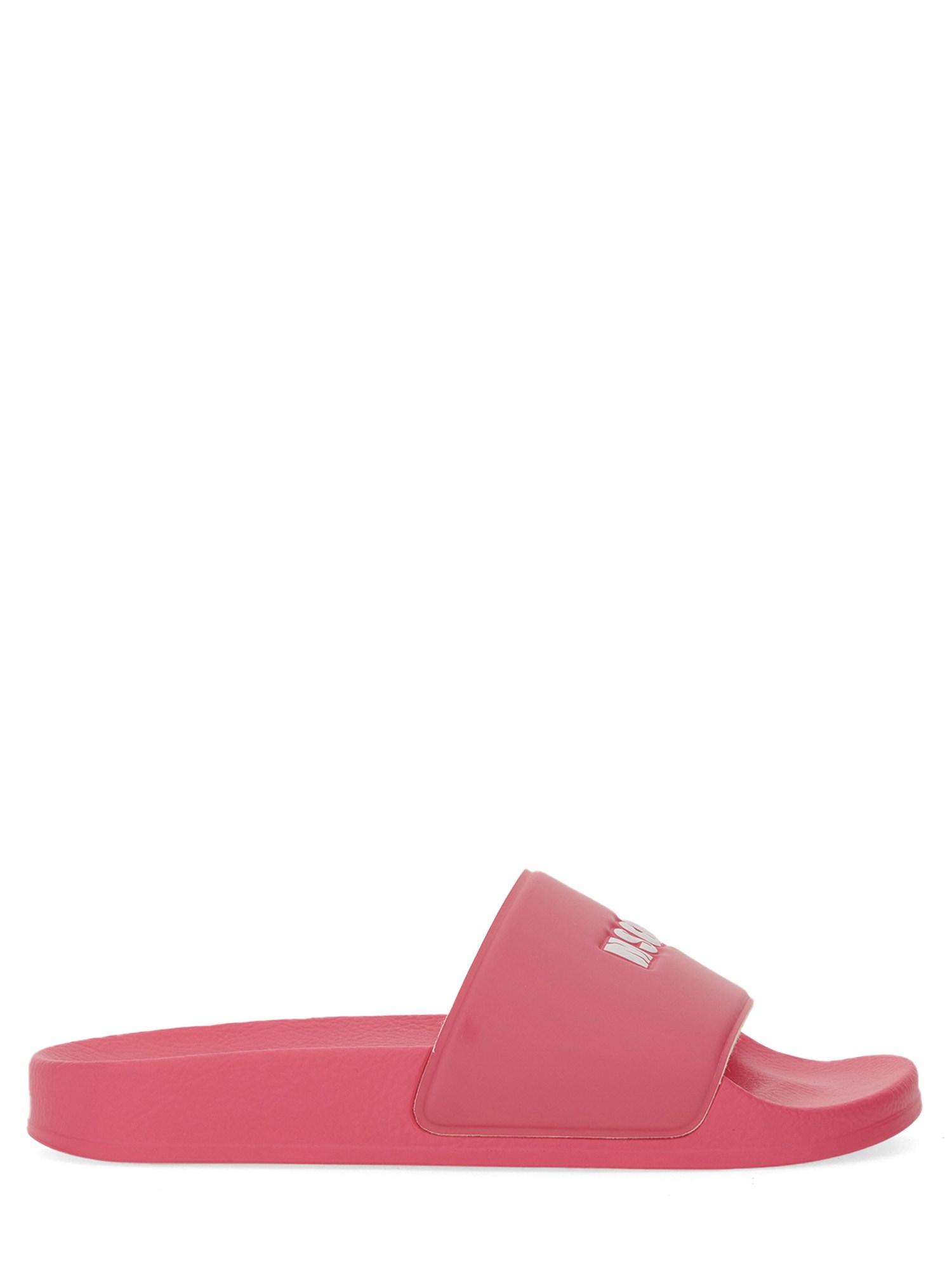 Msgm Logo Open Toe Slide Sandal In Fuchsia