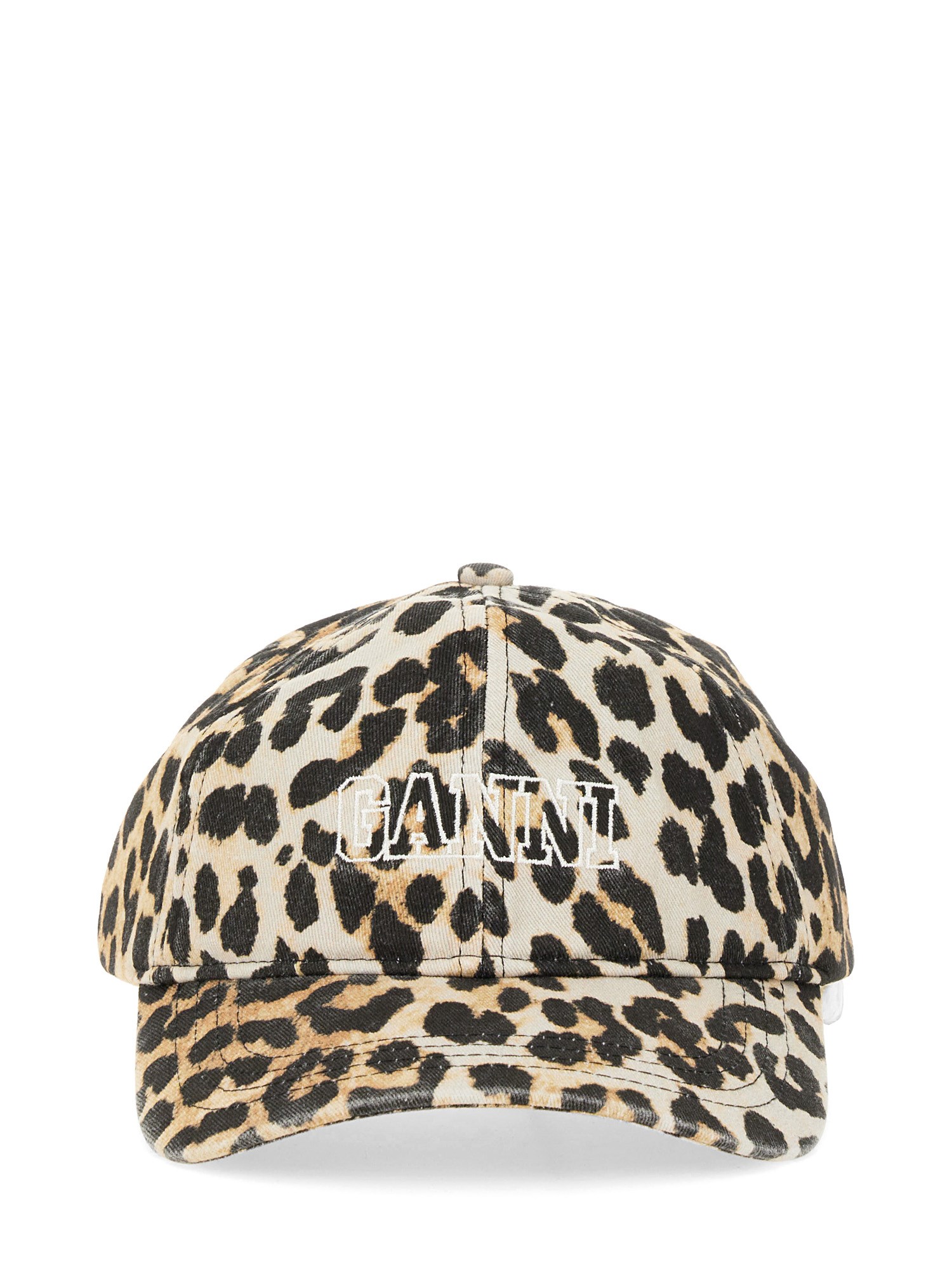 Shop Ganni Baseball Cap In Animalier