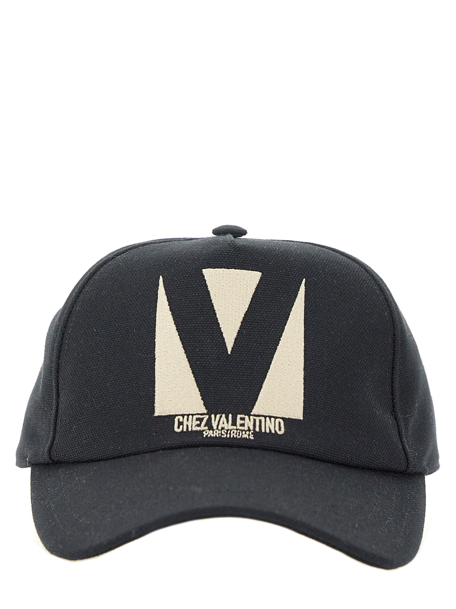Valentino Garavani Black Baseball Cap With Butter Logo In Adjustable Cotton Women In Black