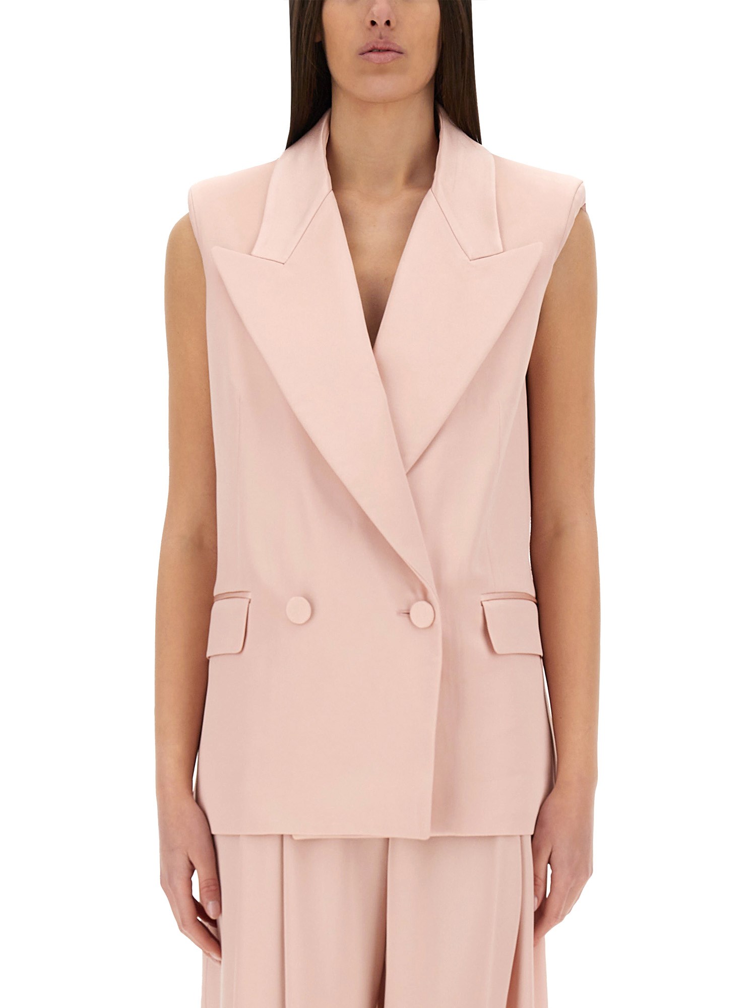 NINA RICCI DOUBLE-BREASTED SLEEVELESS JACKET 