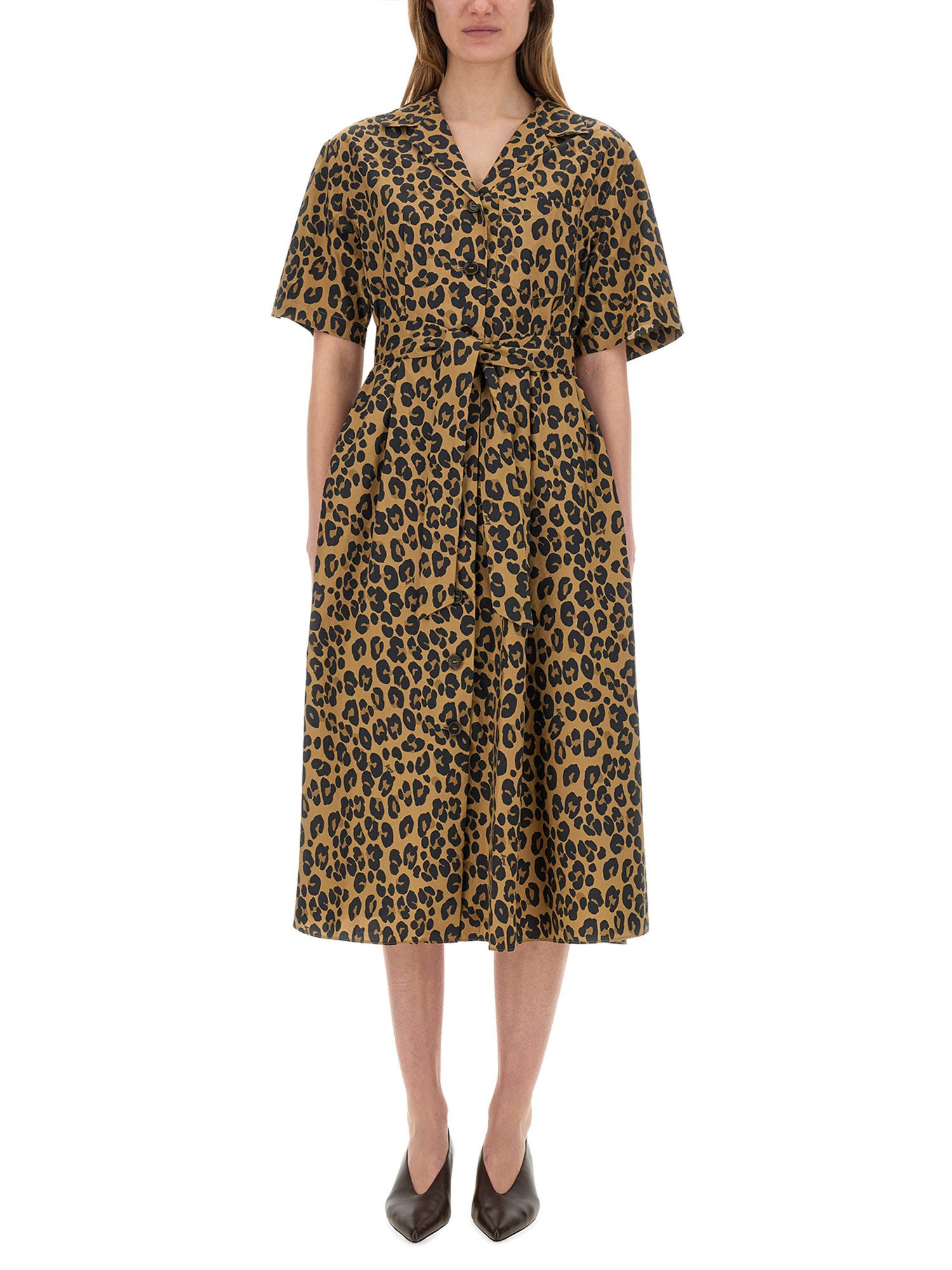Aspesi Animal Print Long Dress In Animalier