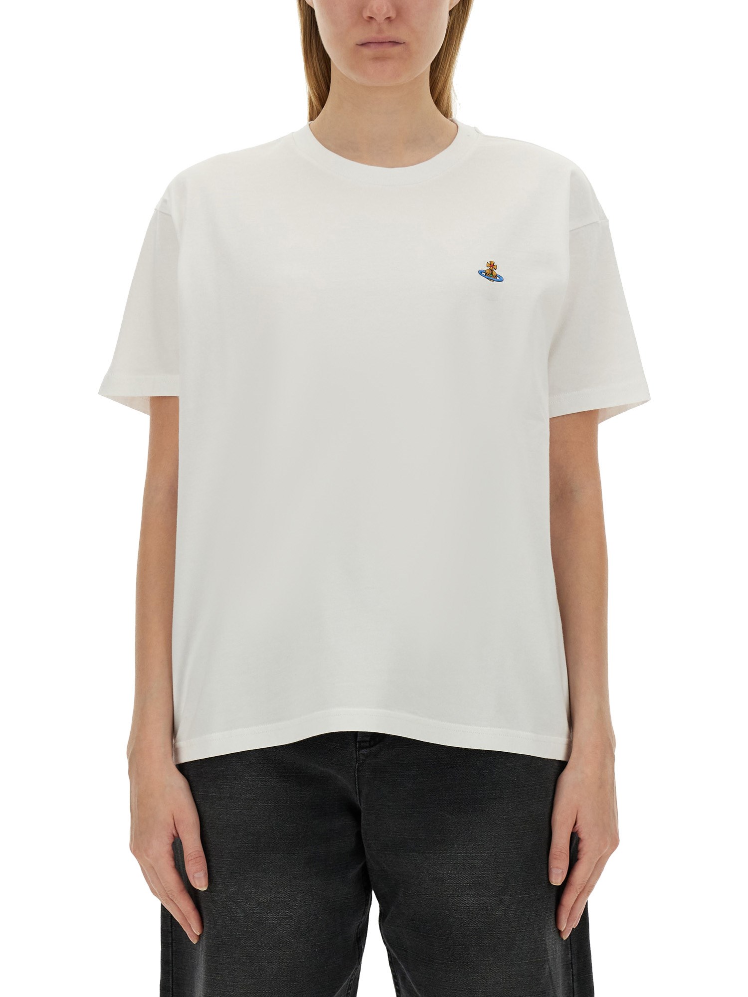 Shop Vivienne Westwood Orb Logo T-shirt In White