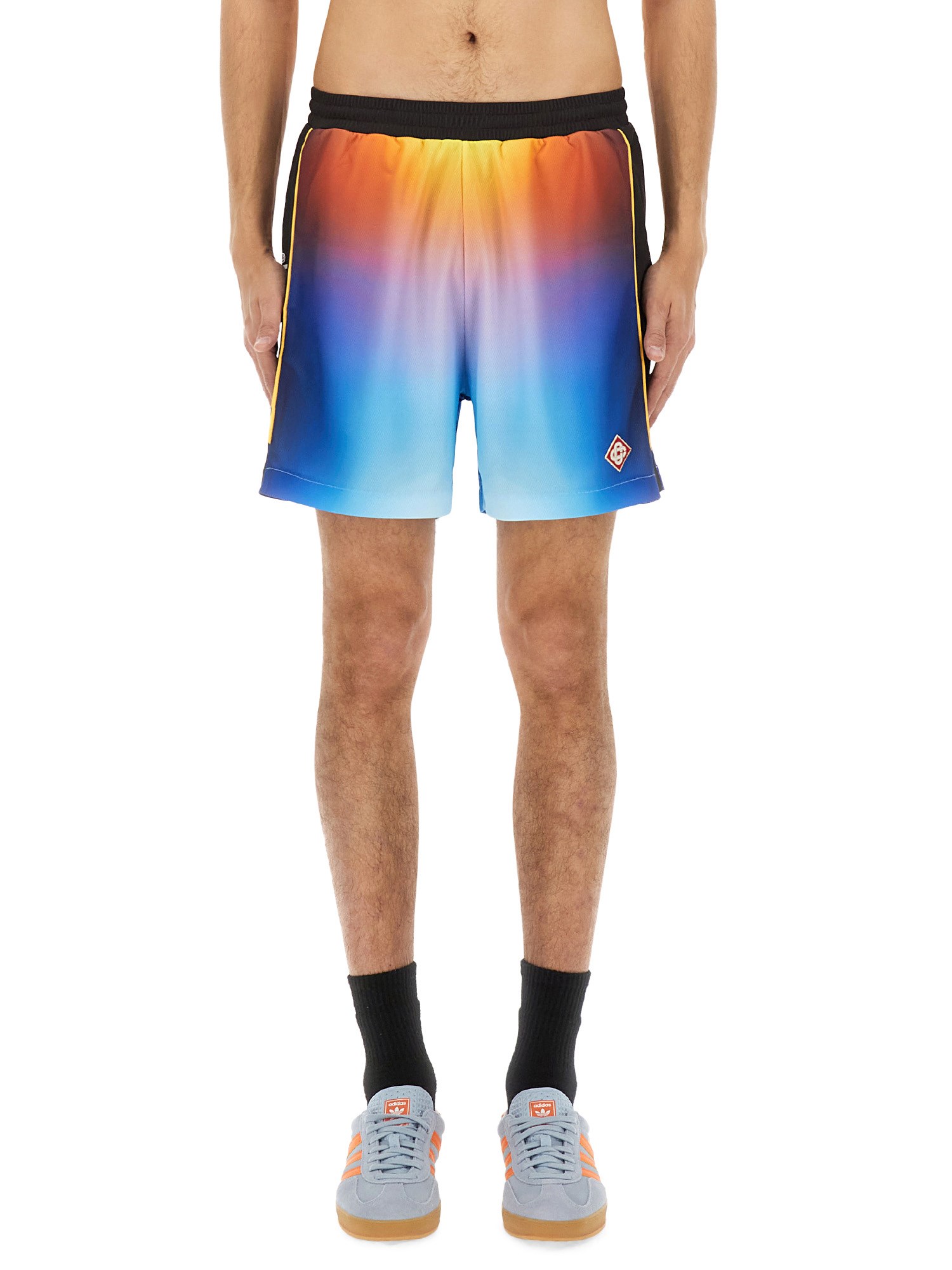 Casablanca Drawstring Elastic Waistband Football Shorts In Multicolour