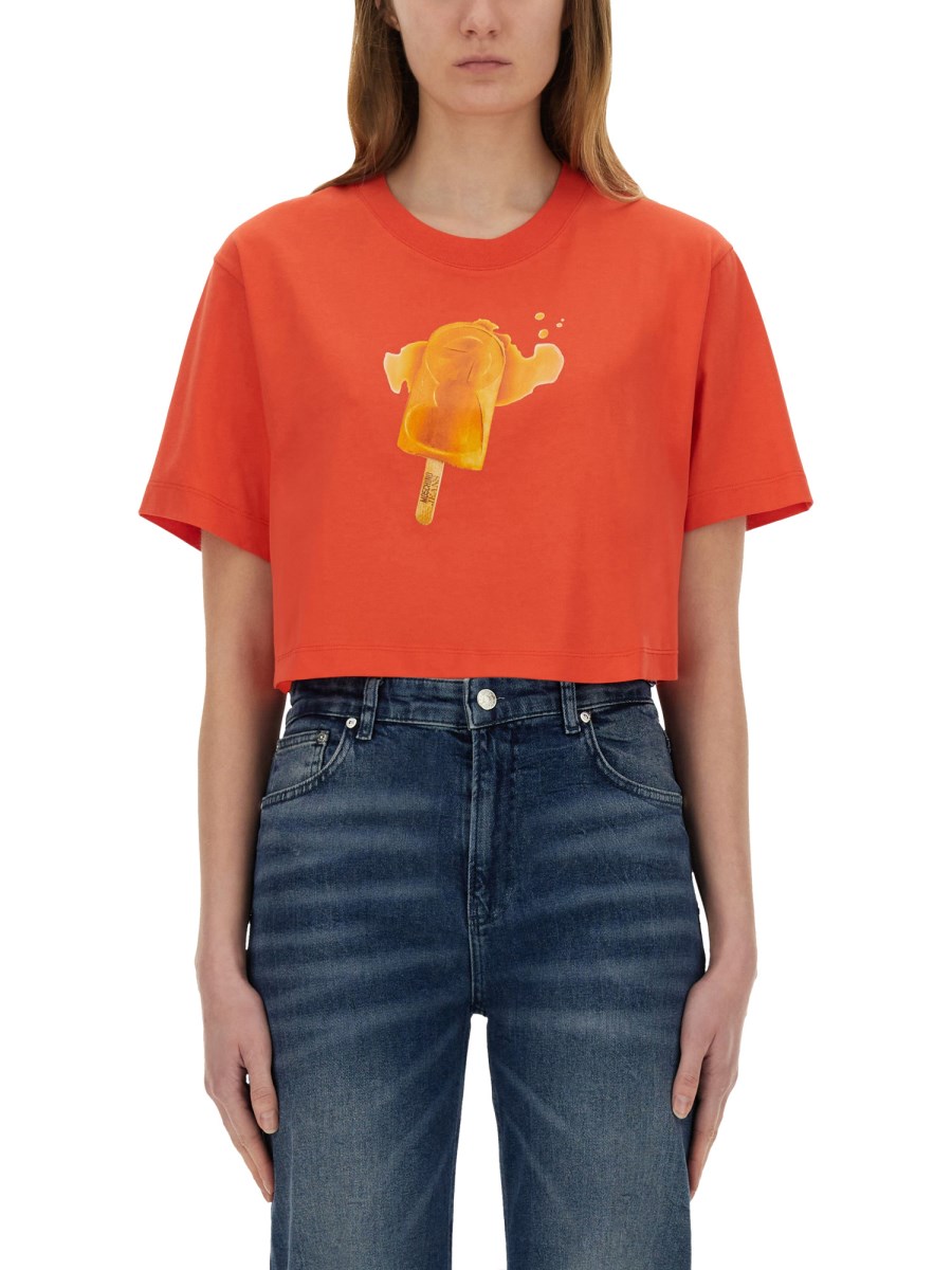 T-SHIRT CROPPED CON STAMPA ICE-CREAM