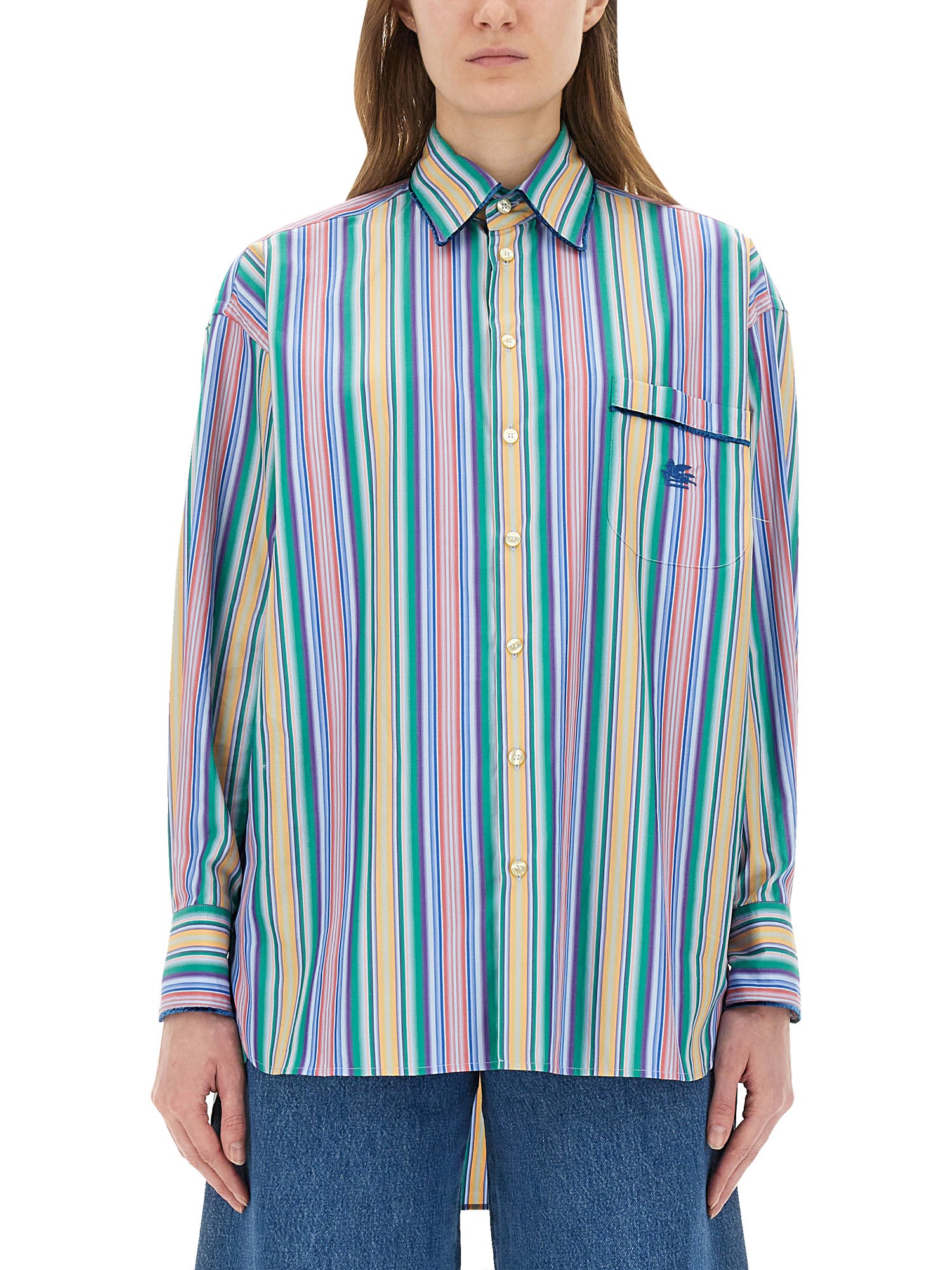 Etro Multi-coloured Striped Cotton Shirt Women In Multicolour