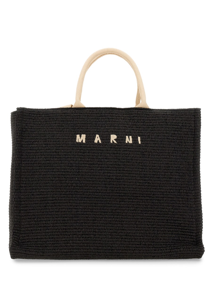 BORSA TOTE LARGE IN TESSUTO EFFETTO RAFIA