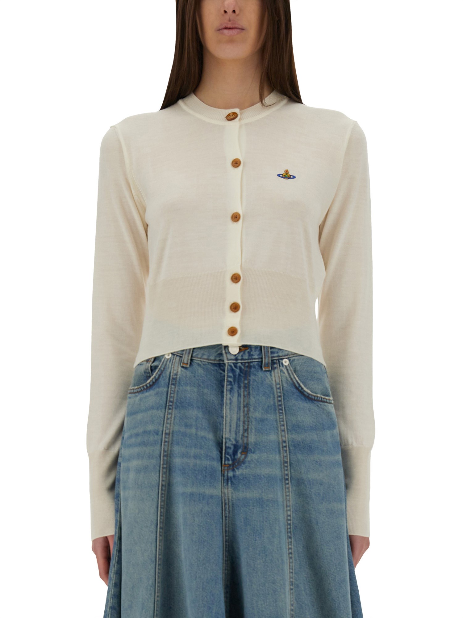 Shop Vivienne Westwood Cardigan "bea" In Ivory