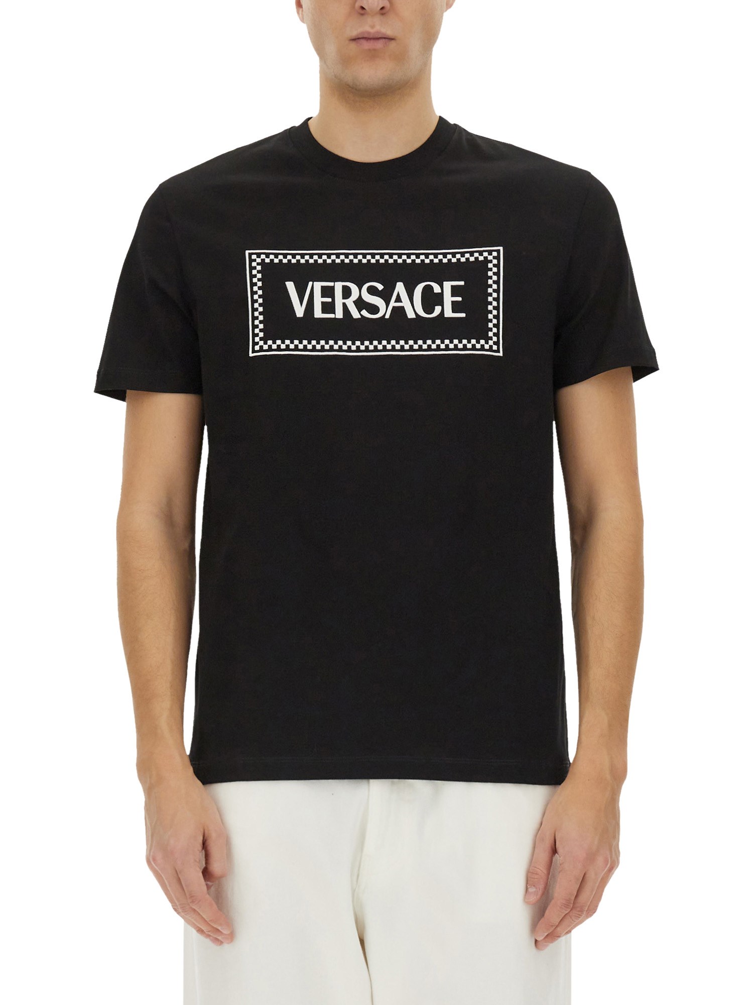 VERSACE T-SHIRT WITH '90S VINTAGE EMBROIDERED LOGO 