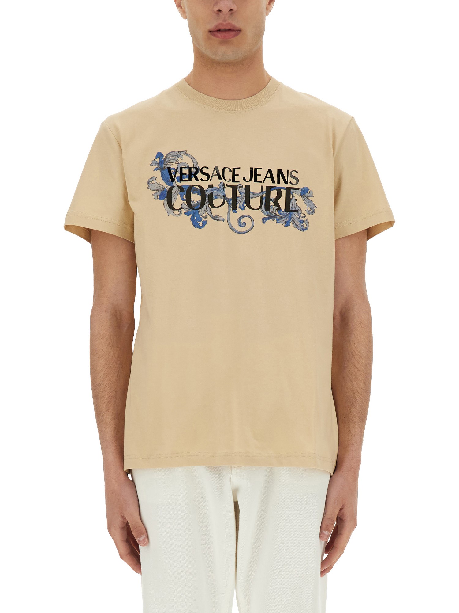 VERSACE JEANS COUTURE BAROQUE OUTLINE LOGO T-SHIRT 