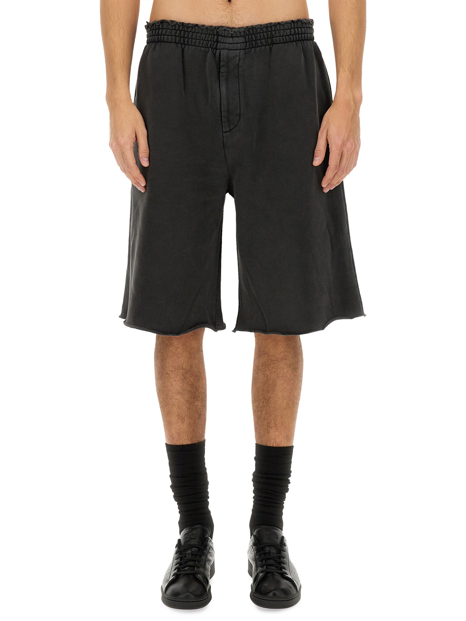 Helmut Lang Relaxed-fit Black Shorts With Flared Leg