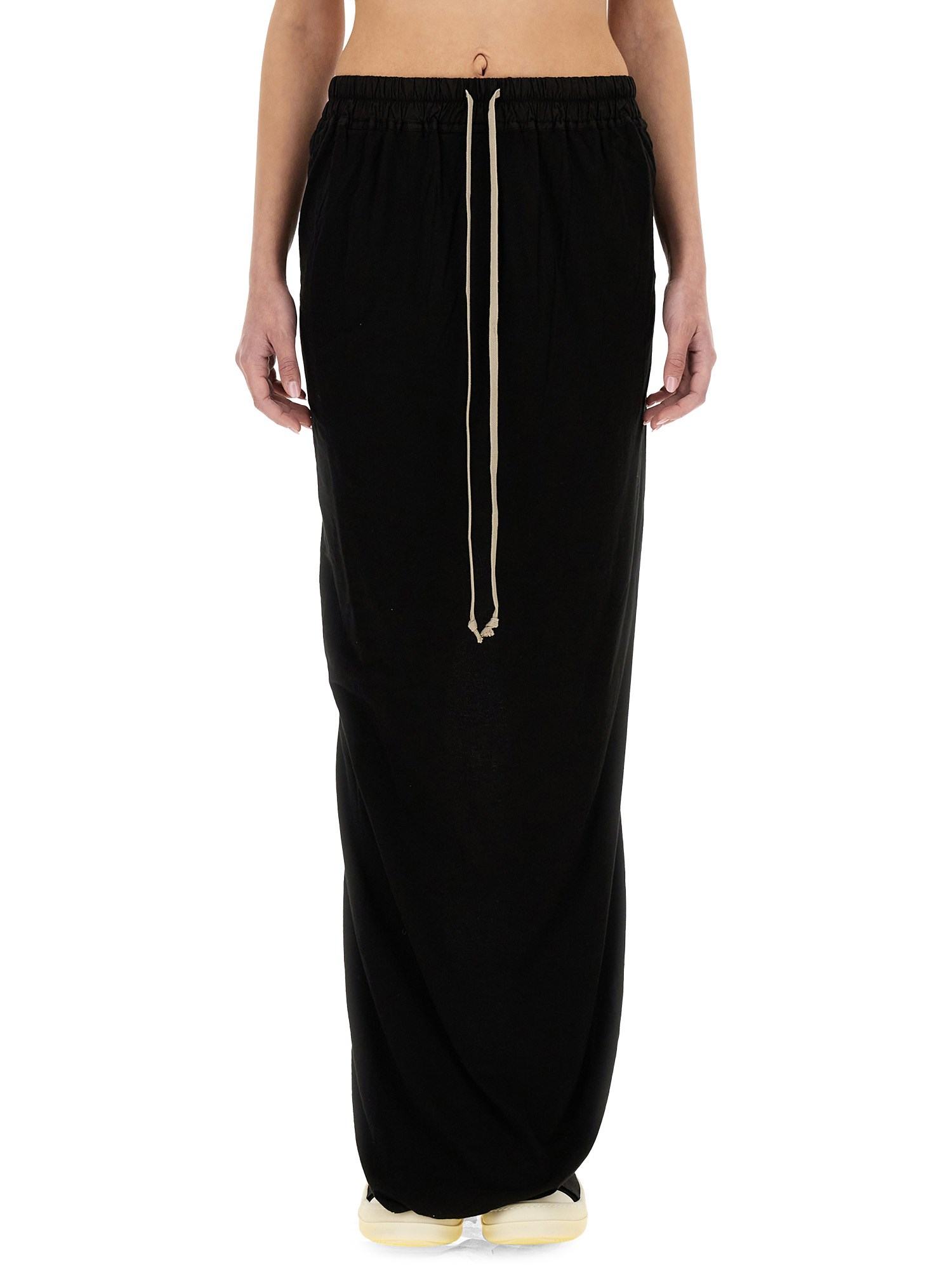Rick Owens Drkshdw Elastic Waistband Drawstring Detail Skirt In Black
