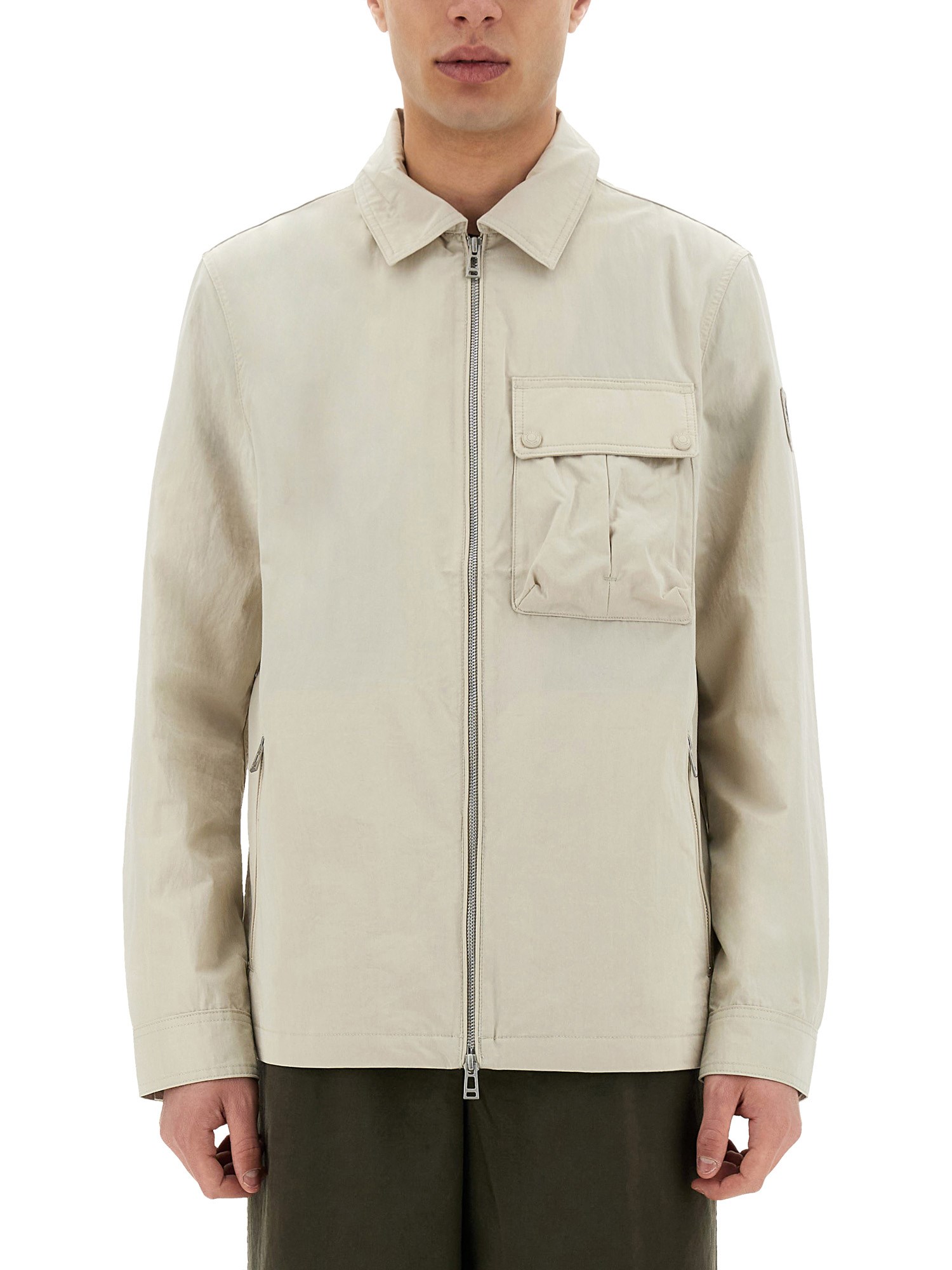 Belstaff Zippered Shirt Jacket In Beige