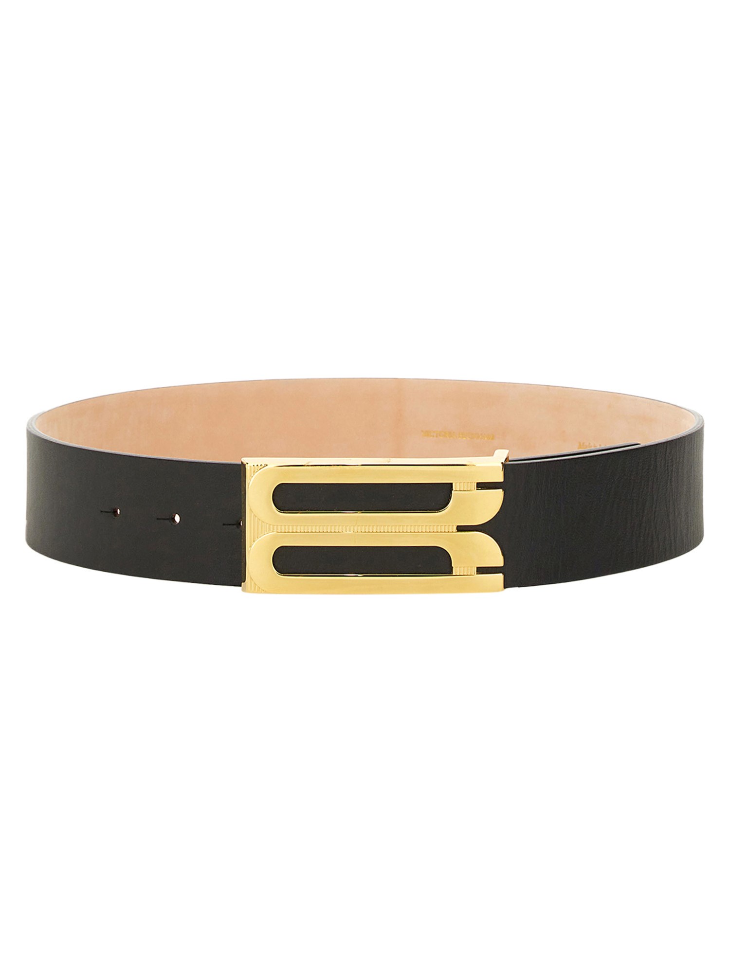 Victoria Beckham Adjustable Oversized Belt Gold-tone Buckle In Black