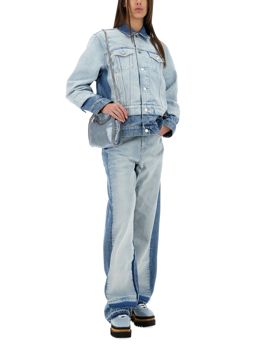 GIACCA IN DENIM CON PANNELLO A CONTRASTO