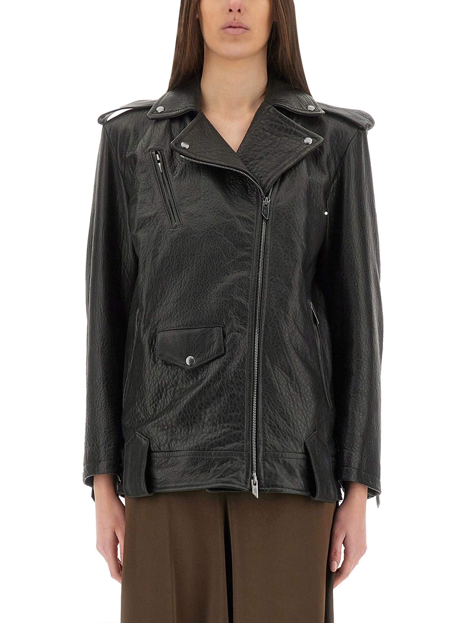 Salvatore Santoro Classic Biker Jacket With Zip Closure In Black