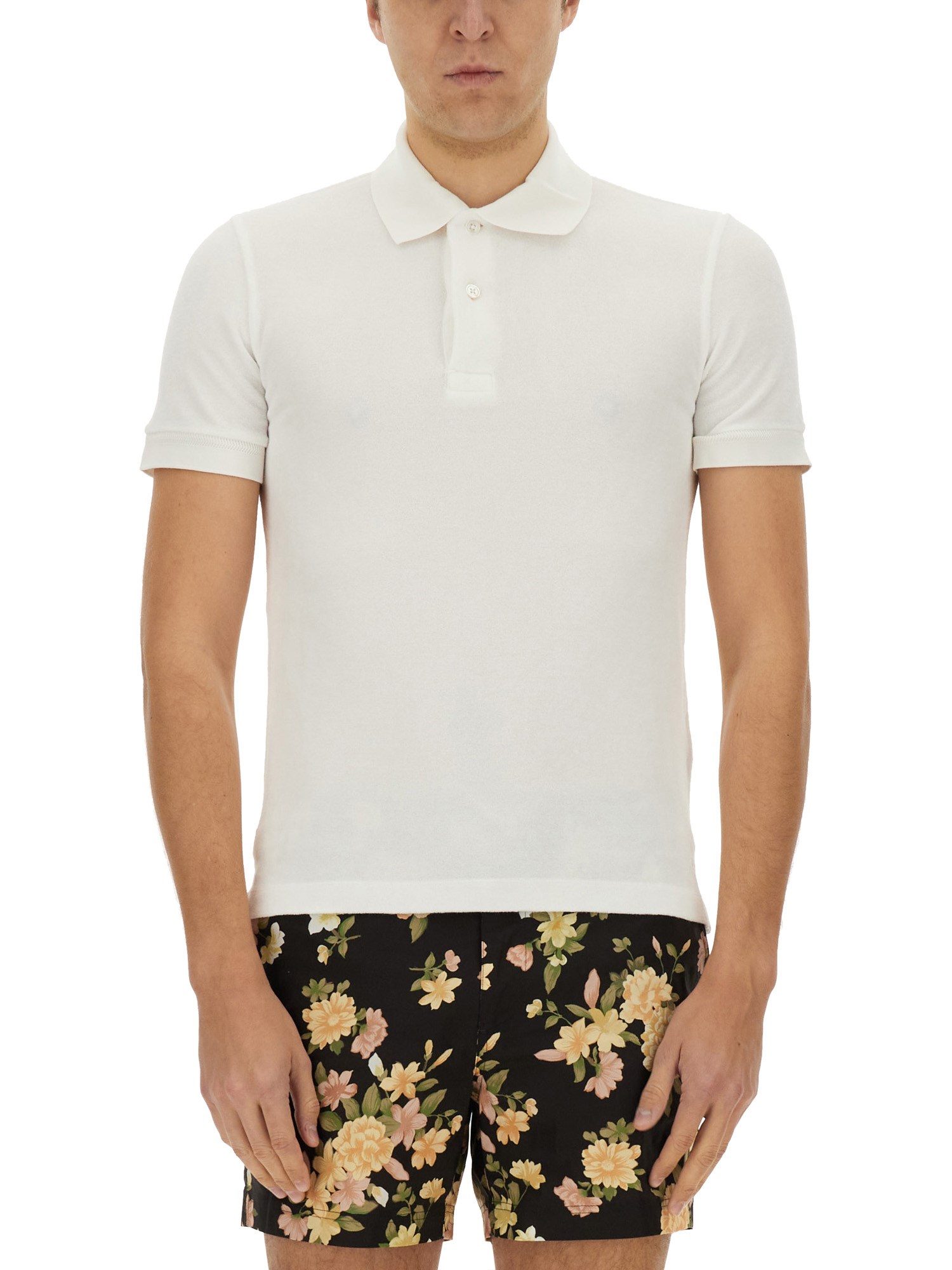 Tom Ford All-over Floral Printed Swim Shorts In White