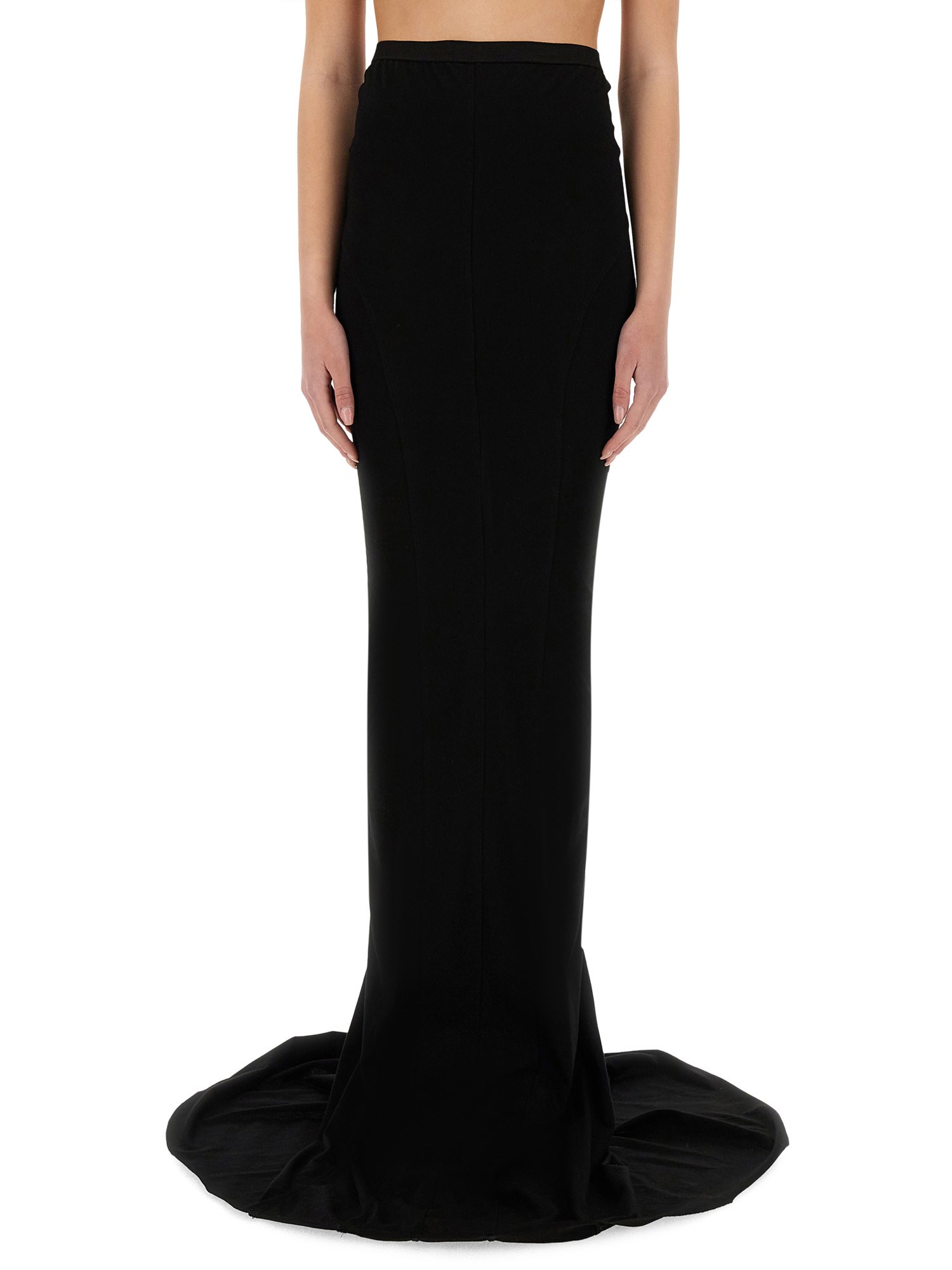 Rick Owens High-waisted Floor-length Skirt With Seam Detailing In Black