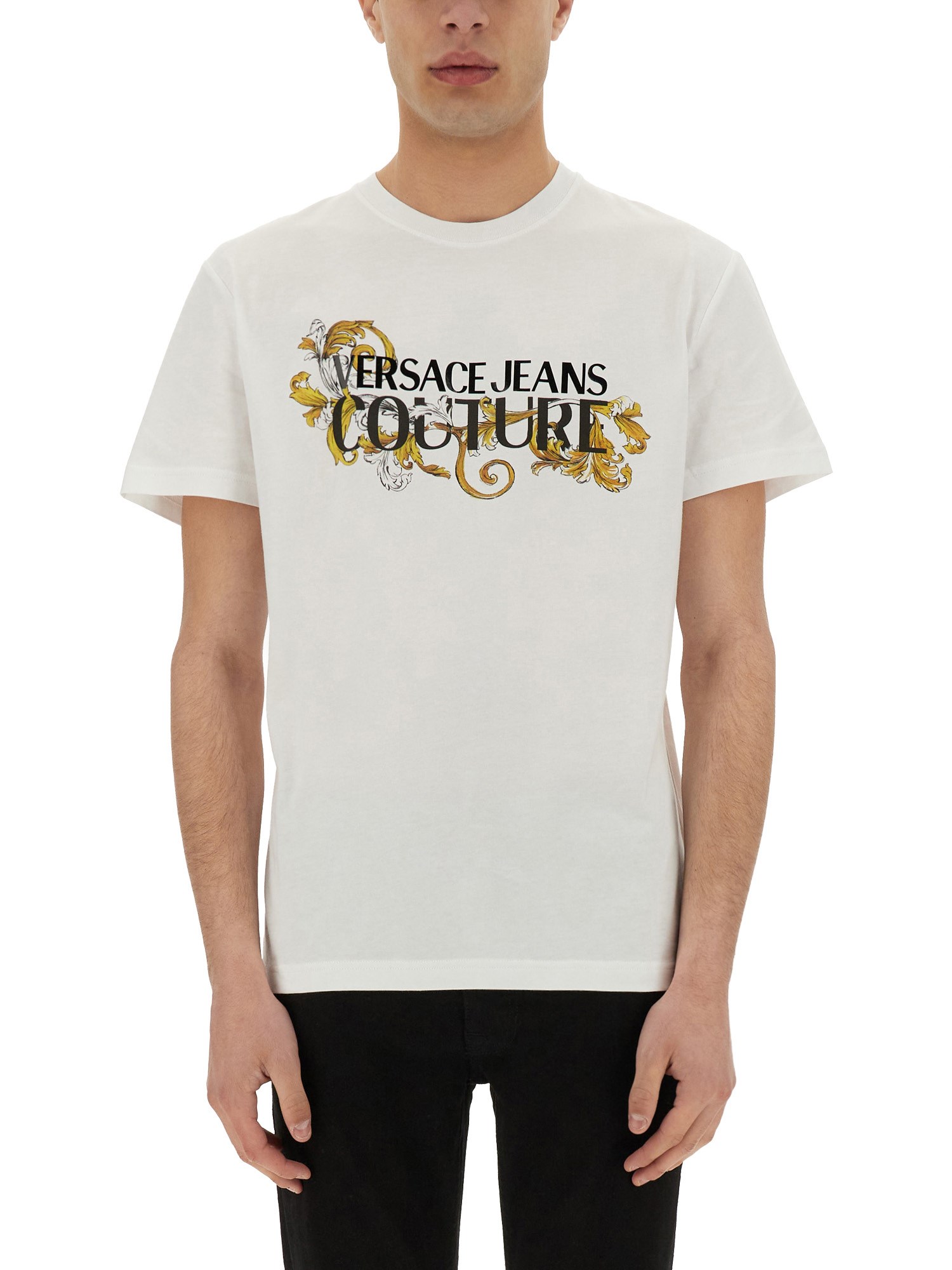 VERSACE JEANS COUTURE BAROQUE OUTLINE LOGO T-SHIRT 