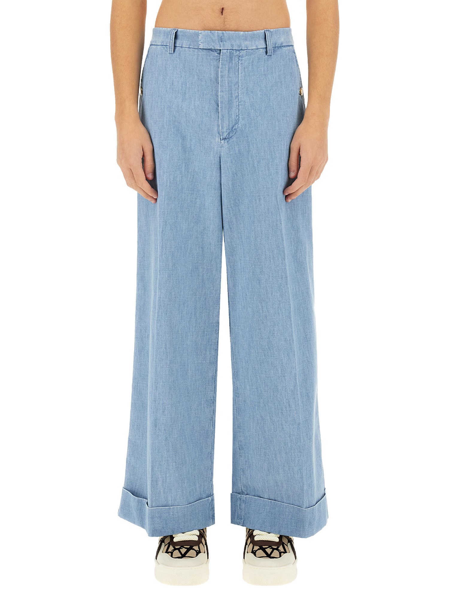 valentino denim pants with lapels