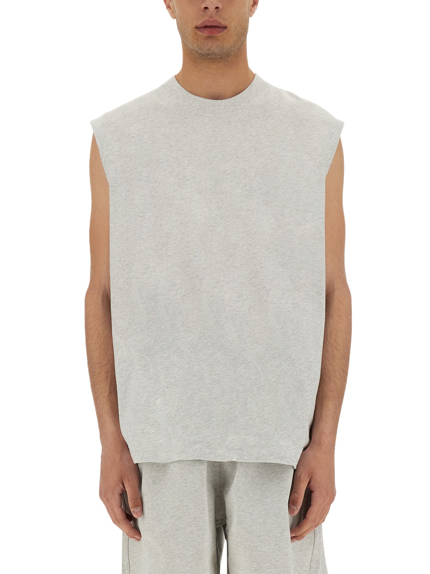 Represent Soft Fabric Sleeveless Crew Neck Top In White