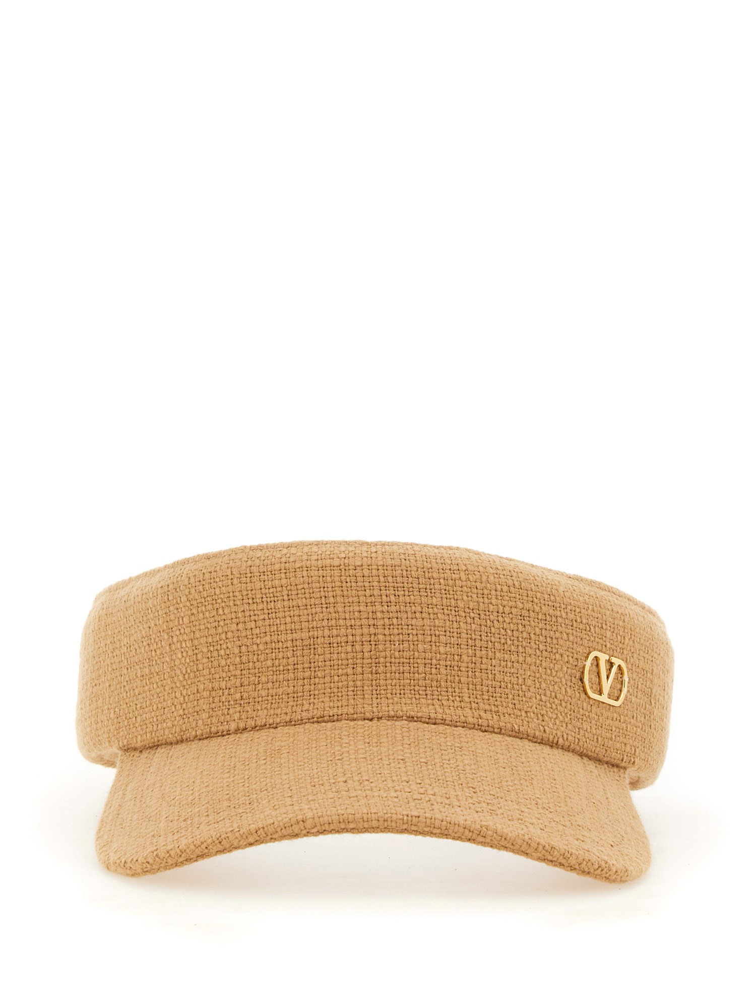 Shop Valentino "vlogo Signature" Visor In Beige