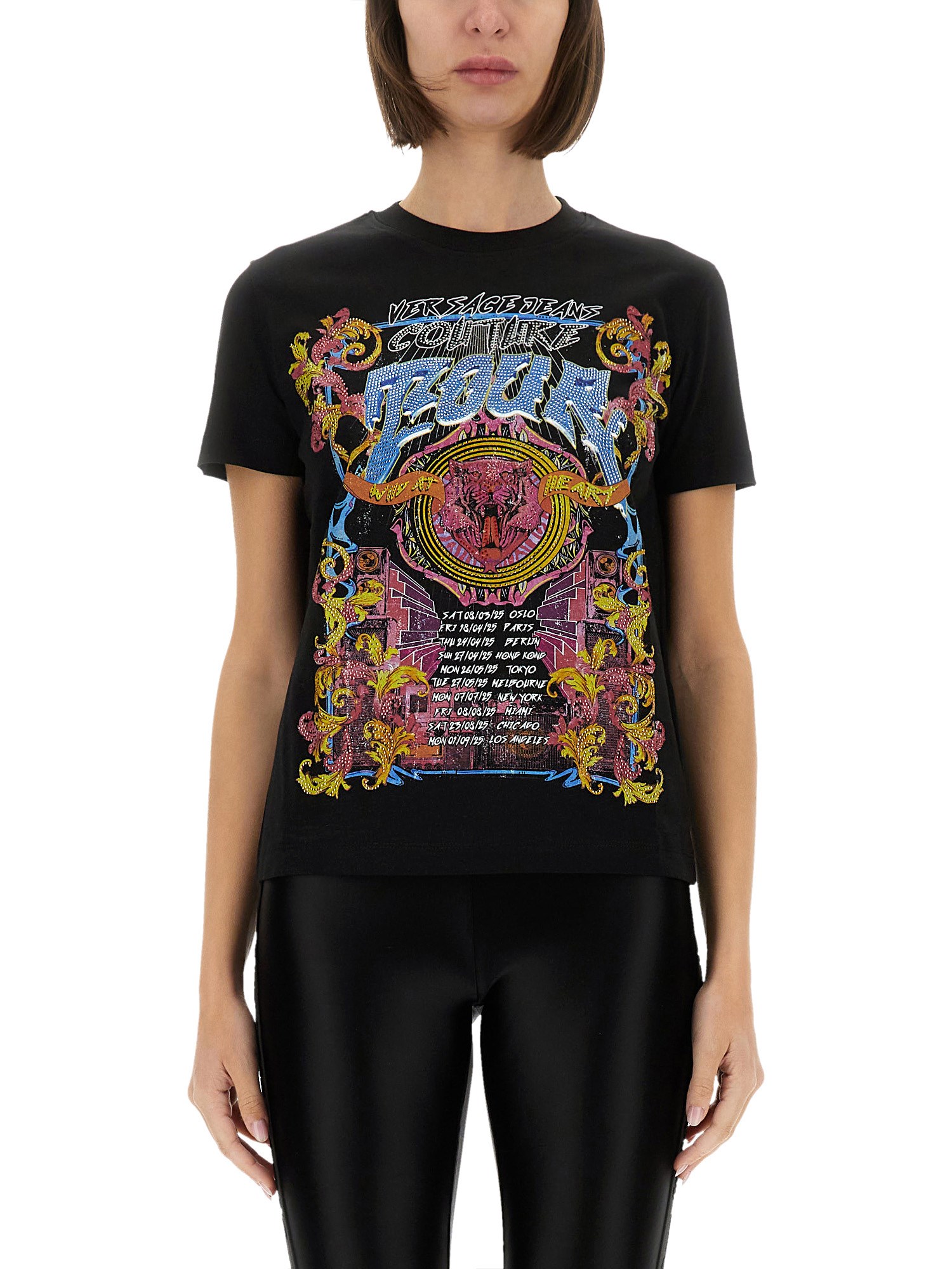 Shop Versace Jeans Couture T-shirt With Print In Black