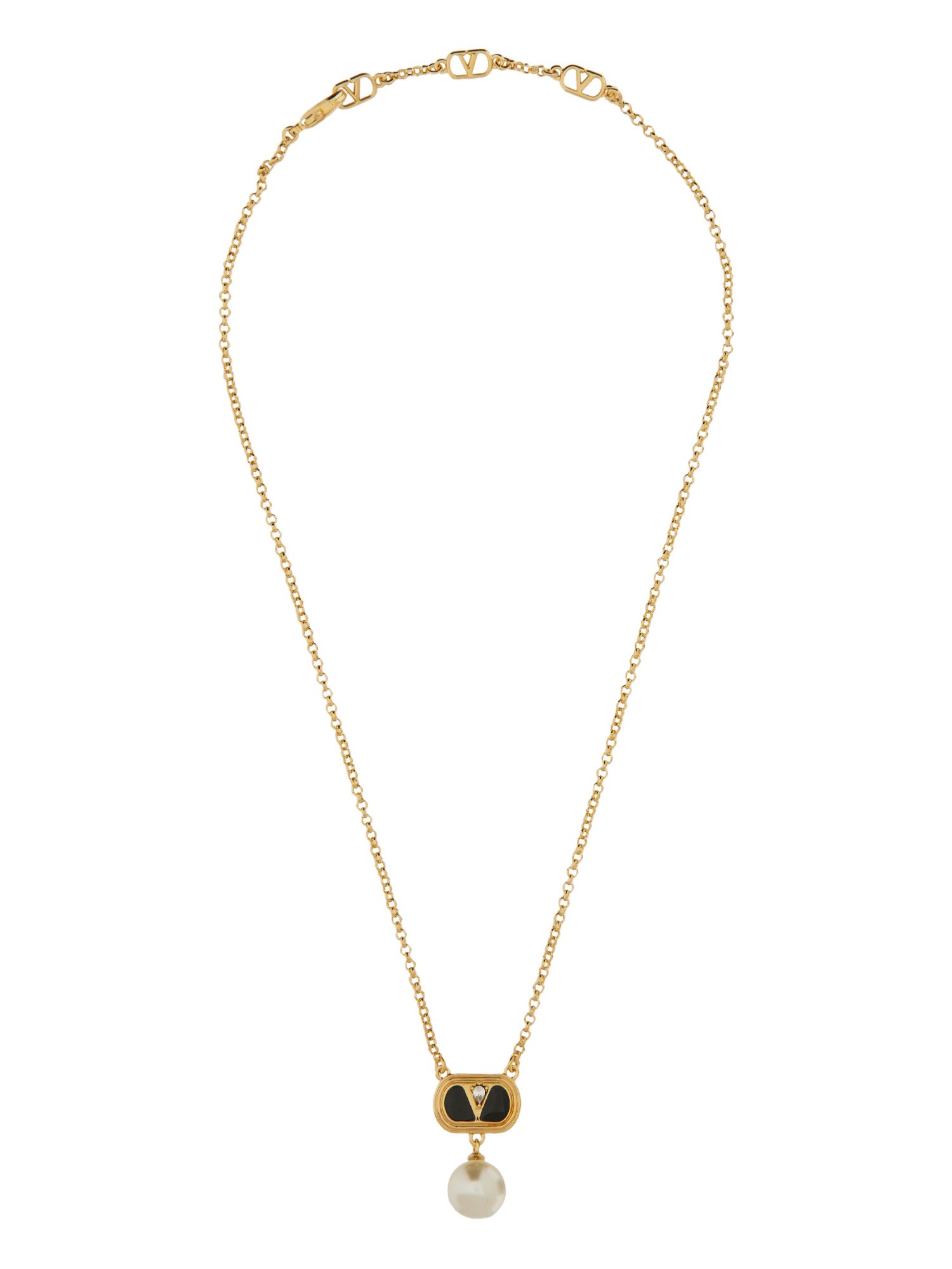 Valentino Ovalette Necklace In Gold