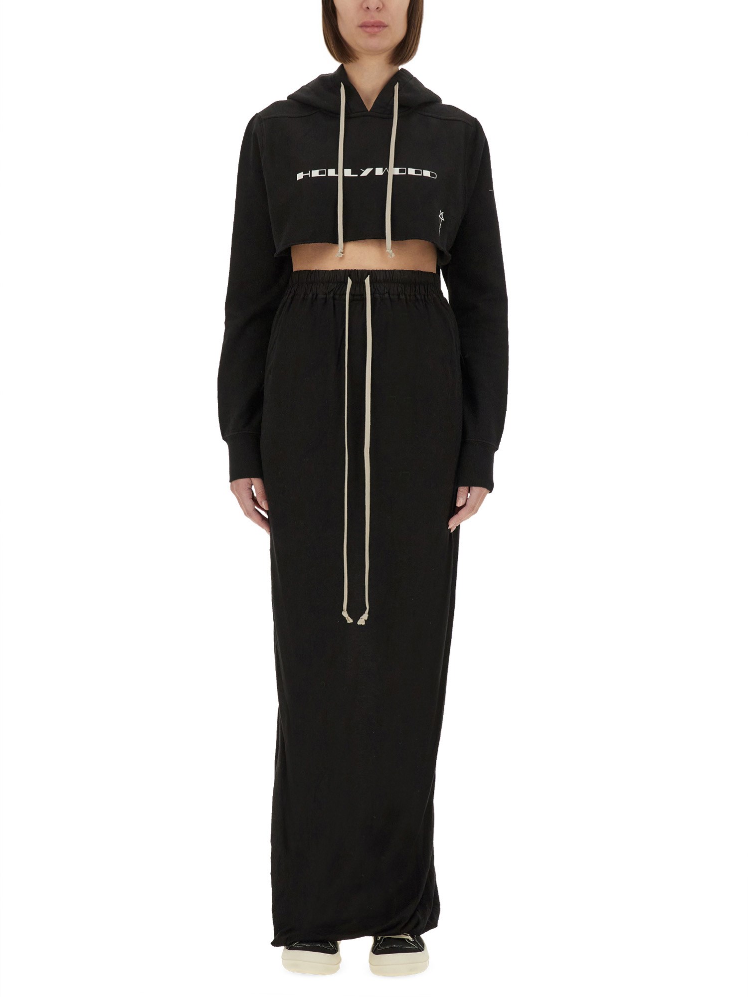 Rick Owens Drkshdw Drkshdw By Rick Owens Cropped Black Sweatshirt In Black