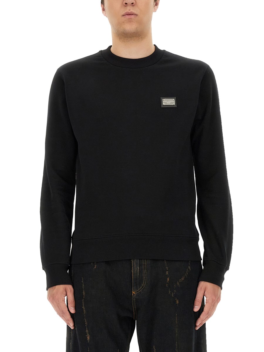 スウェット・トレーナー Dolce & Gabbana Felpa Con Placca Logo DOLCE & GABBANA Logo Crown Heart Sweatshirt Sweater Milano