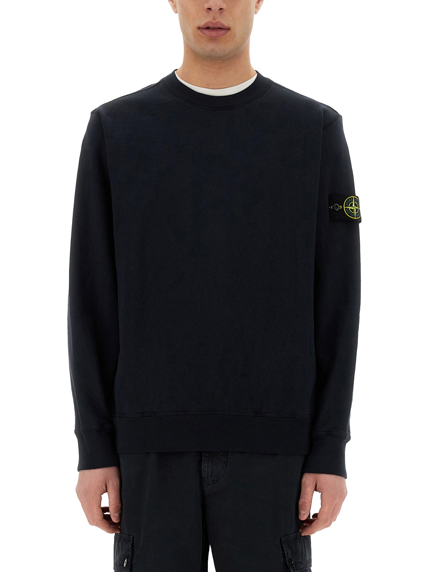 Stone Island Compass-patch Concealed-fastening Coat In Blue