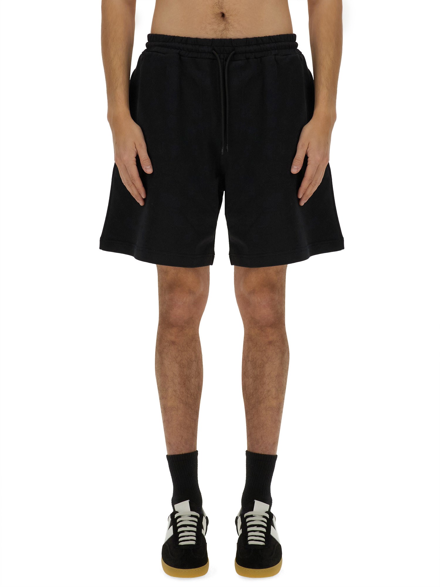 Msgm Black Shorts With Subtle Logo Detail In Black