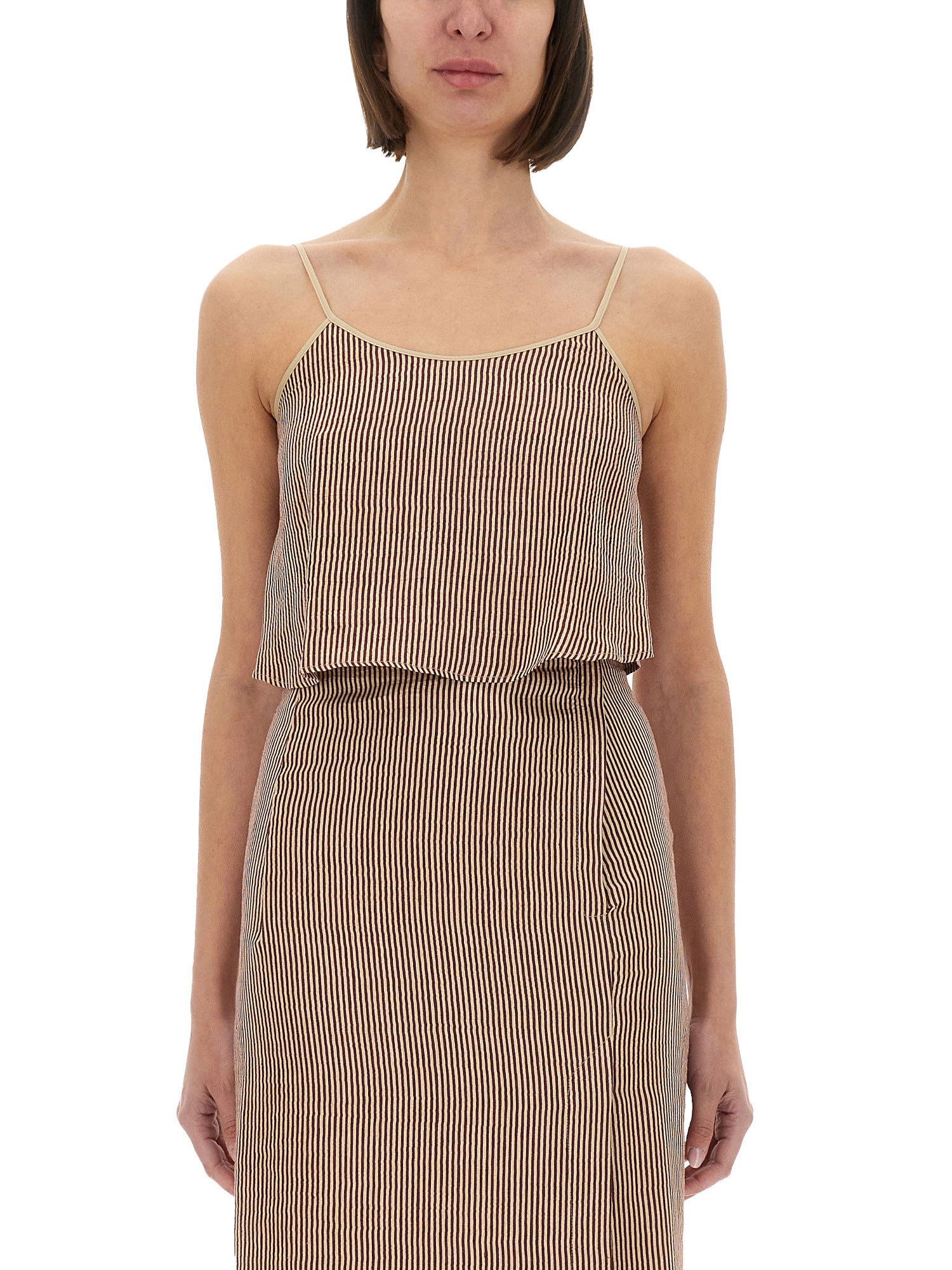 ALYSI "MICRO STRIPE" TOP WITH LACES 
