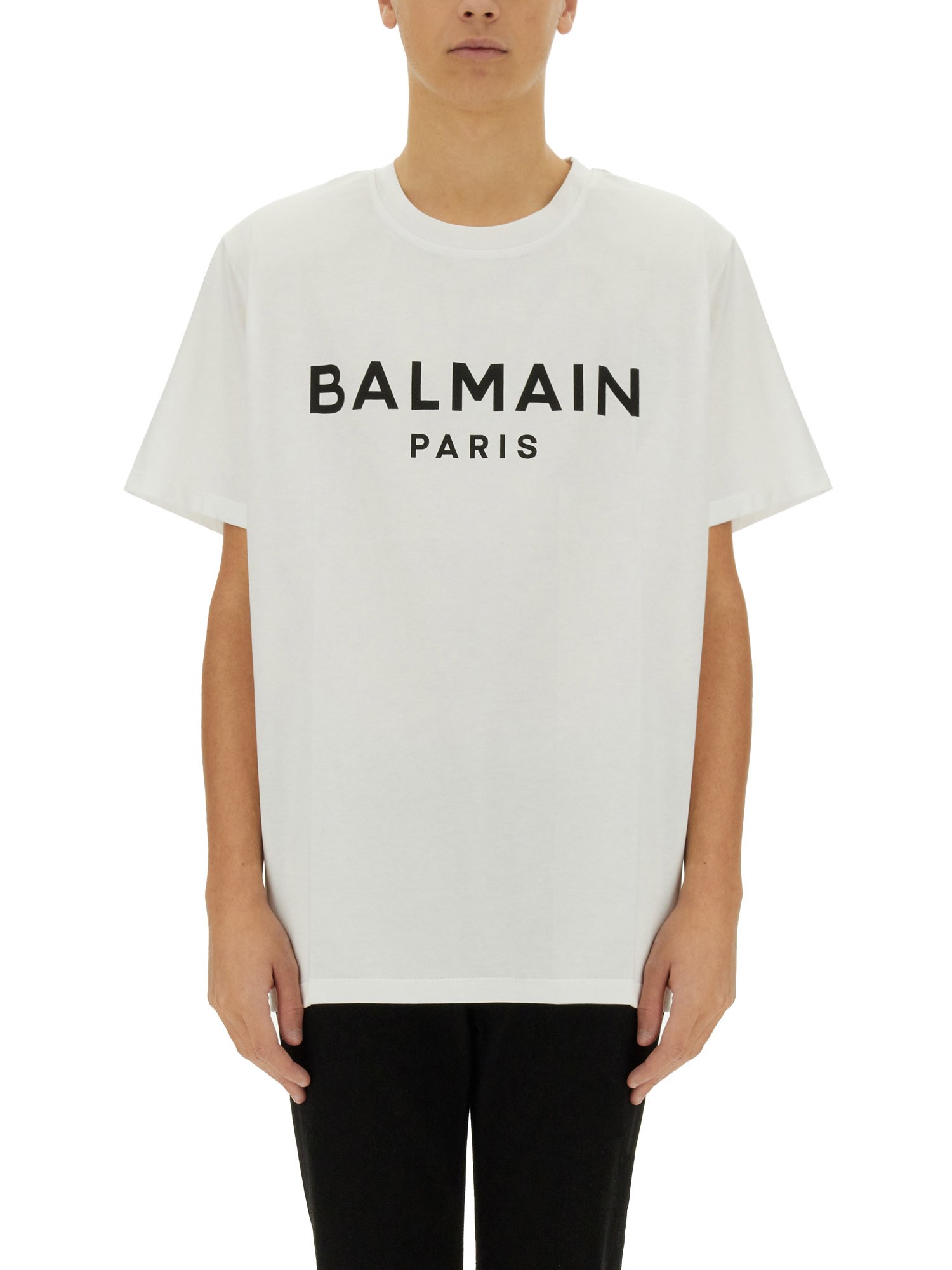 Balmain Printed Cotton T-shirt In White