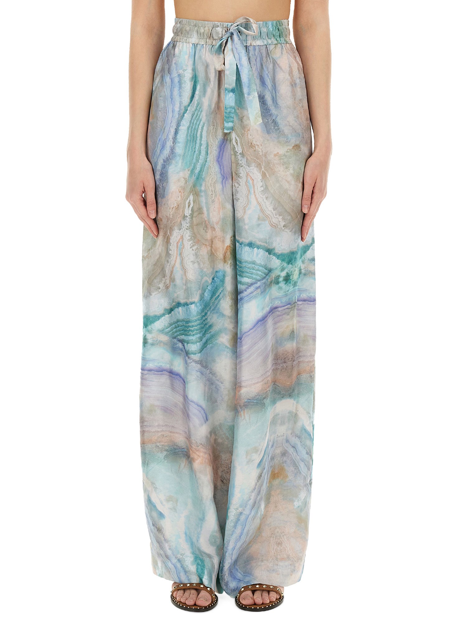 Zimmermann Flared Silk Pants In Multicolour