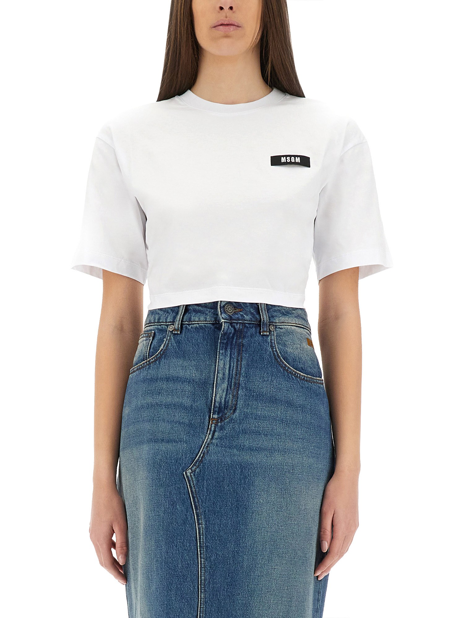 Msgm cropped t-shirt - msgm - Modalova