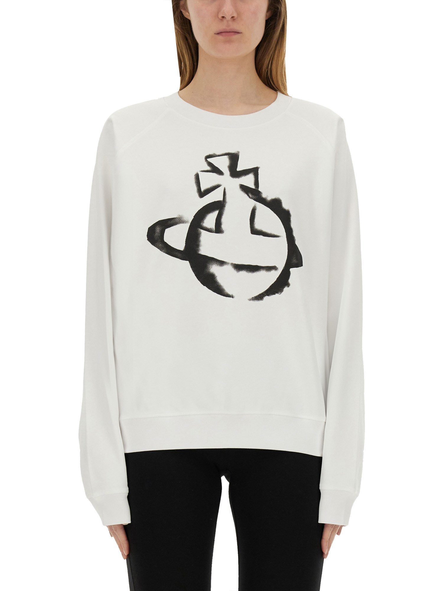 Vivienne Westwood Graphic Print Oversize Cotton Sweatshirt In White