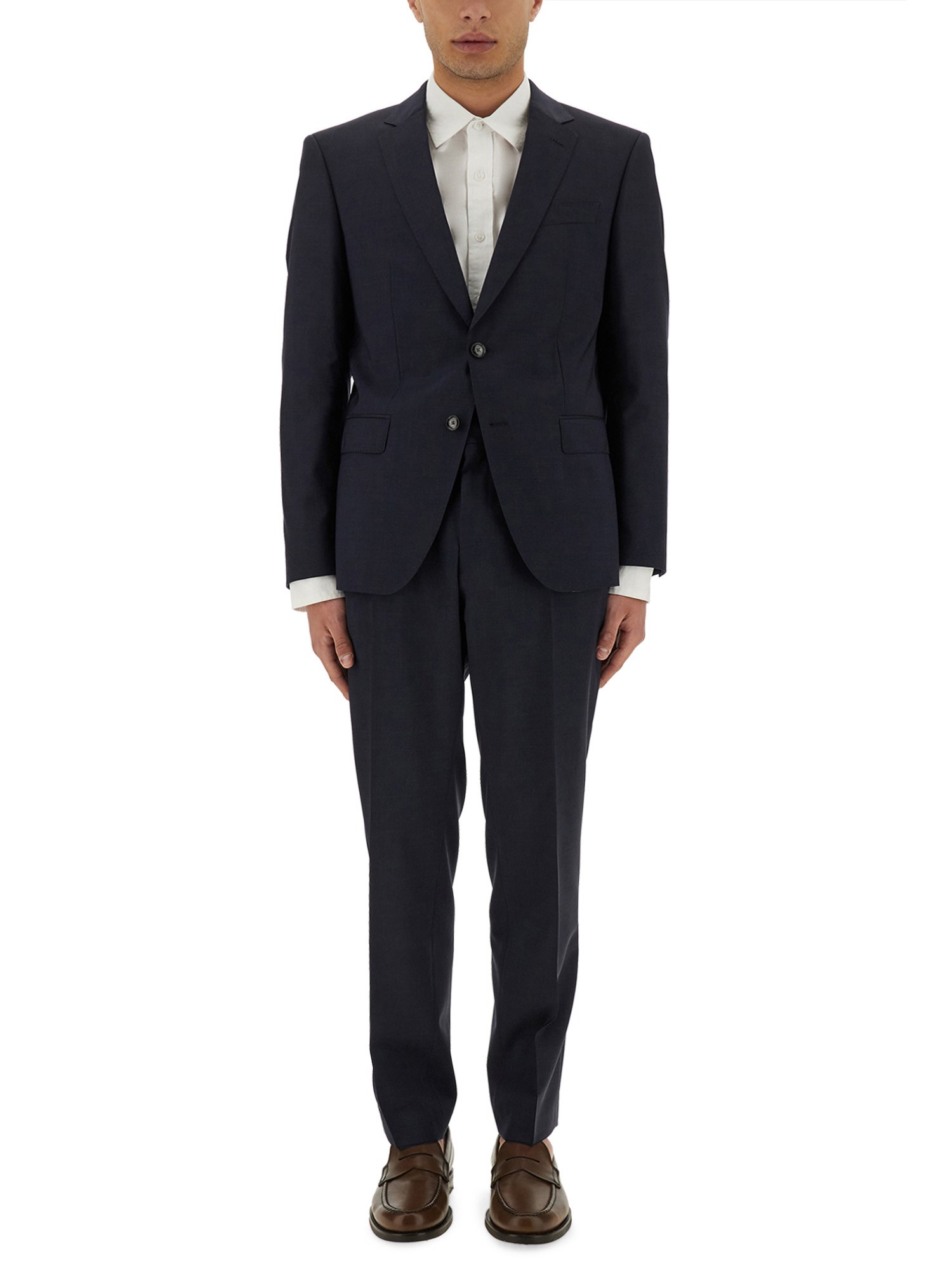 Hugo Boss Tailored Suit Buttoned Cuffs In Blue