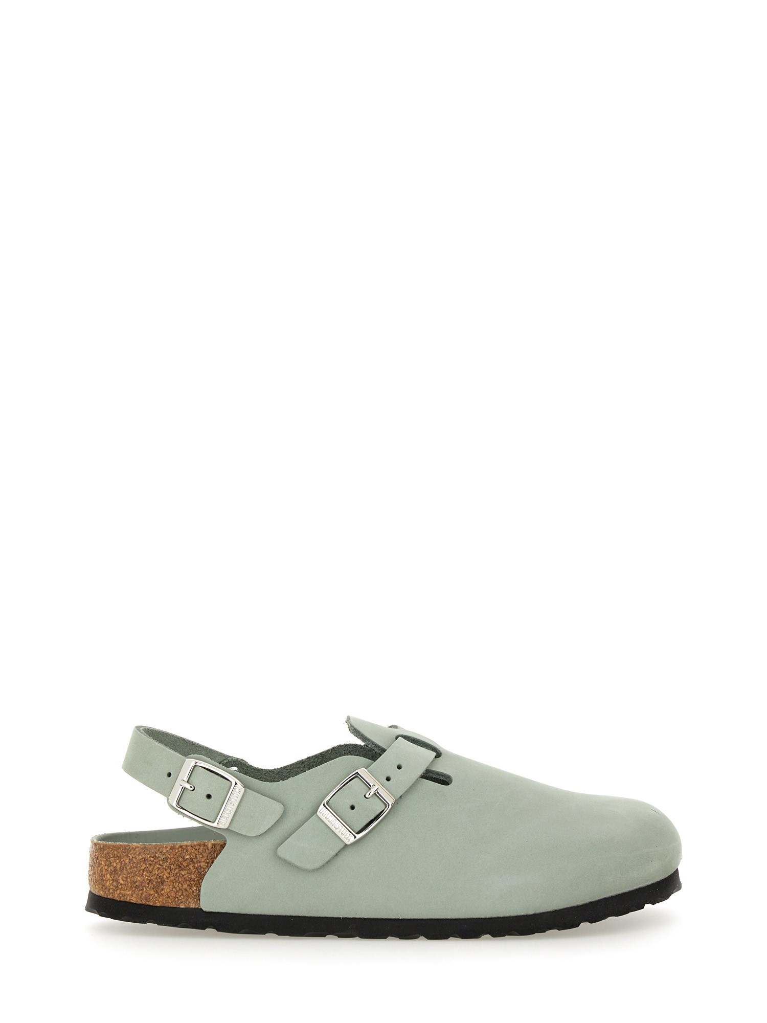 Birkenstock 'tokio' Light Blue Mules With Buckles On The Front And Back In Grey