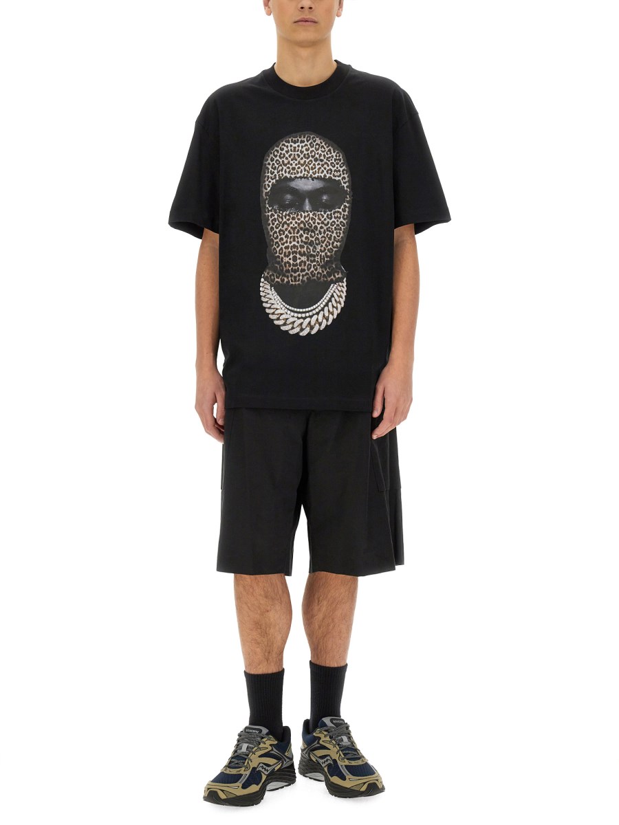 T-SHIRT CON STAMPA LEOPARD MASK 