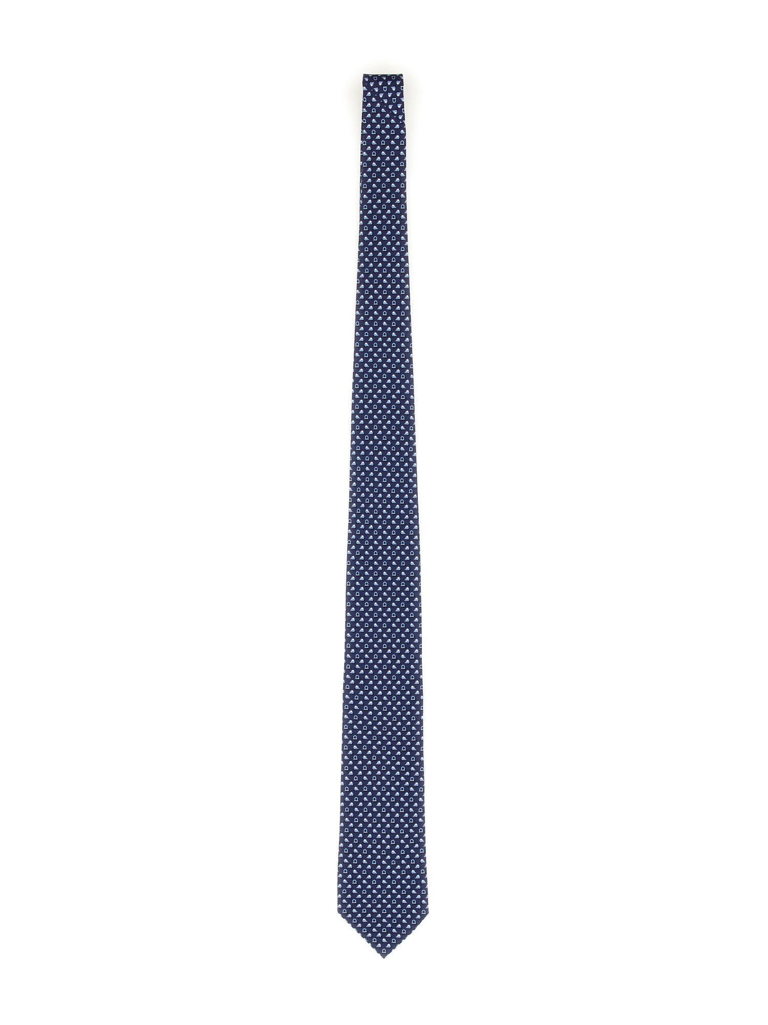 Ferragamo Classic Blue Silk Tie With Repeating Pattern In Blue