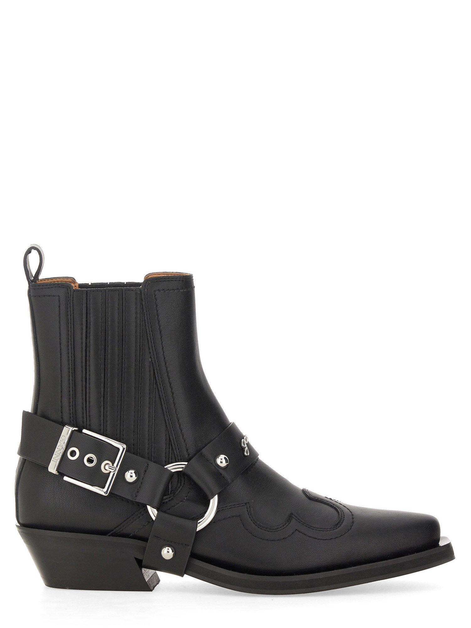 Ganni Chelsea Western Fitted Boot In Black