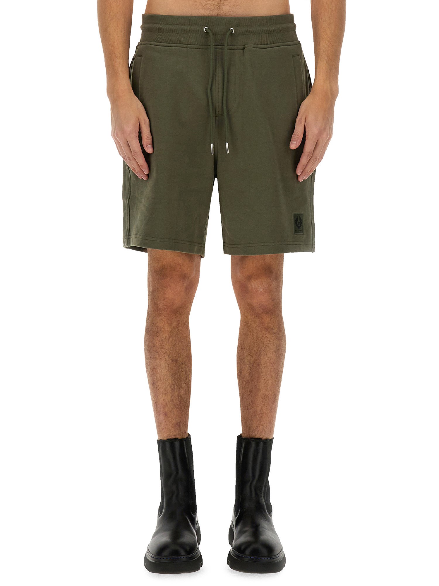 Belstaff Logo Embroidered Bermuda Shorts In Military Green