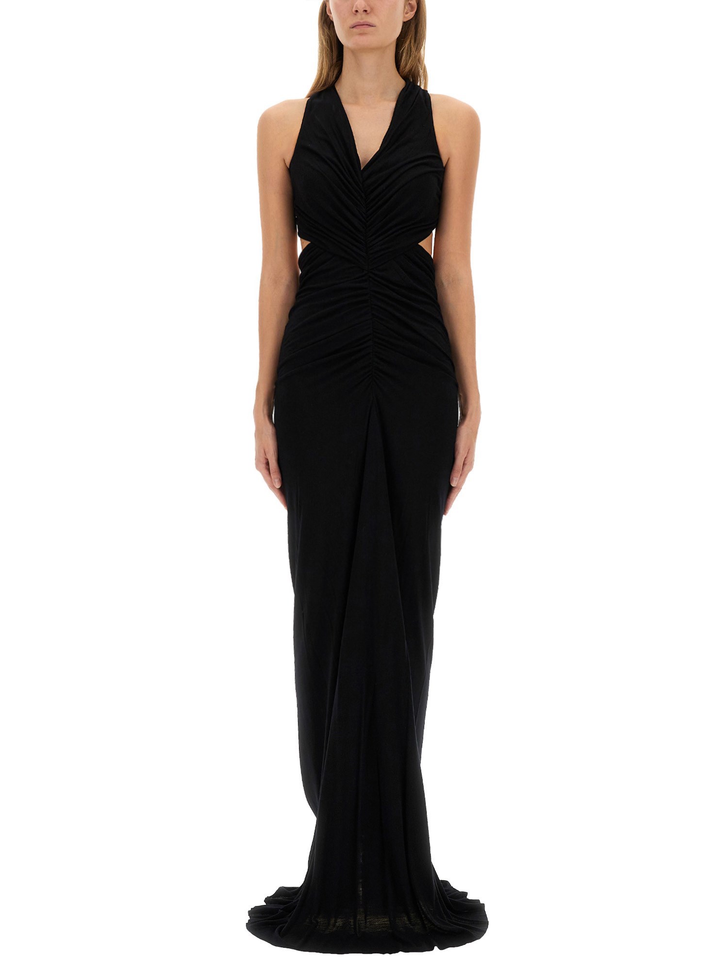 Rick Owens Ruched Poppy Gown In Black