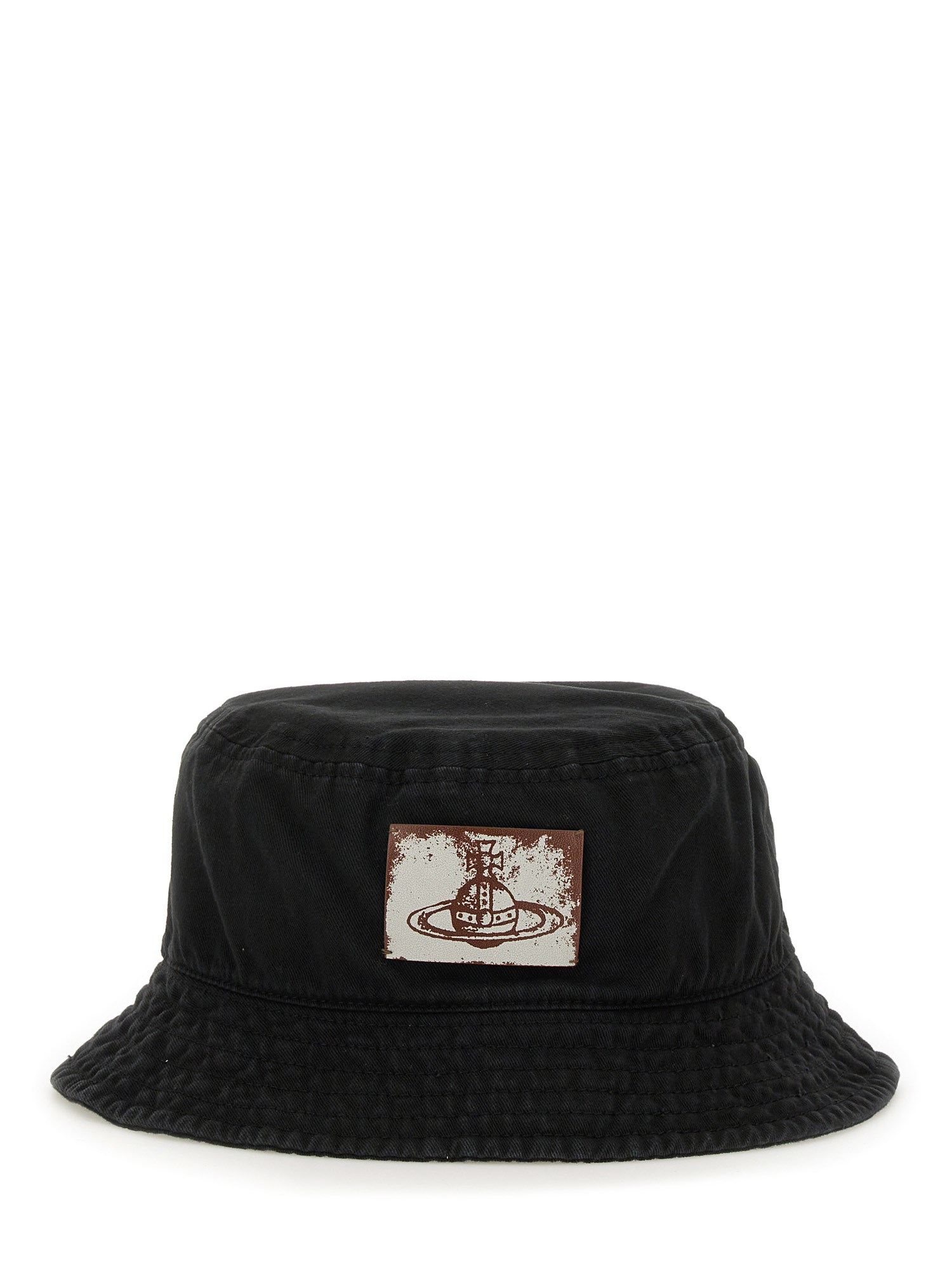 Vivienne Westwood Logo Cotton Bucket Hat In Black