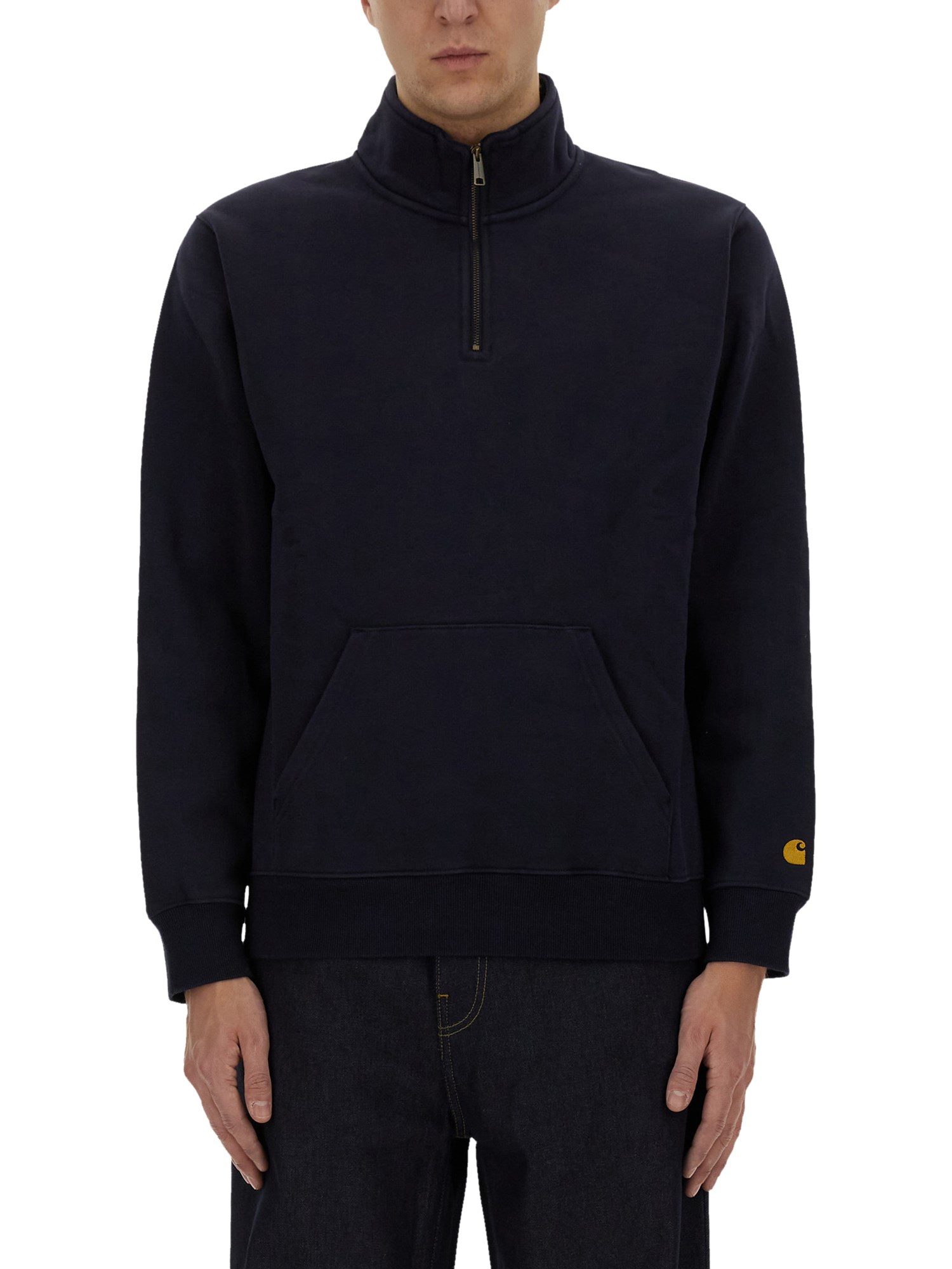 Carhartt Wip Felpa Mezza Zip Chase In Blue