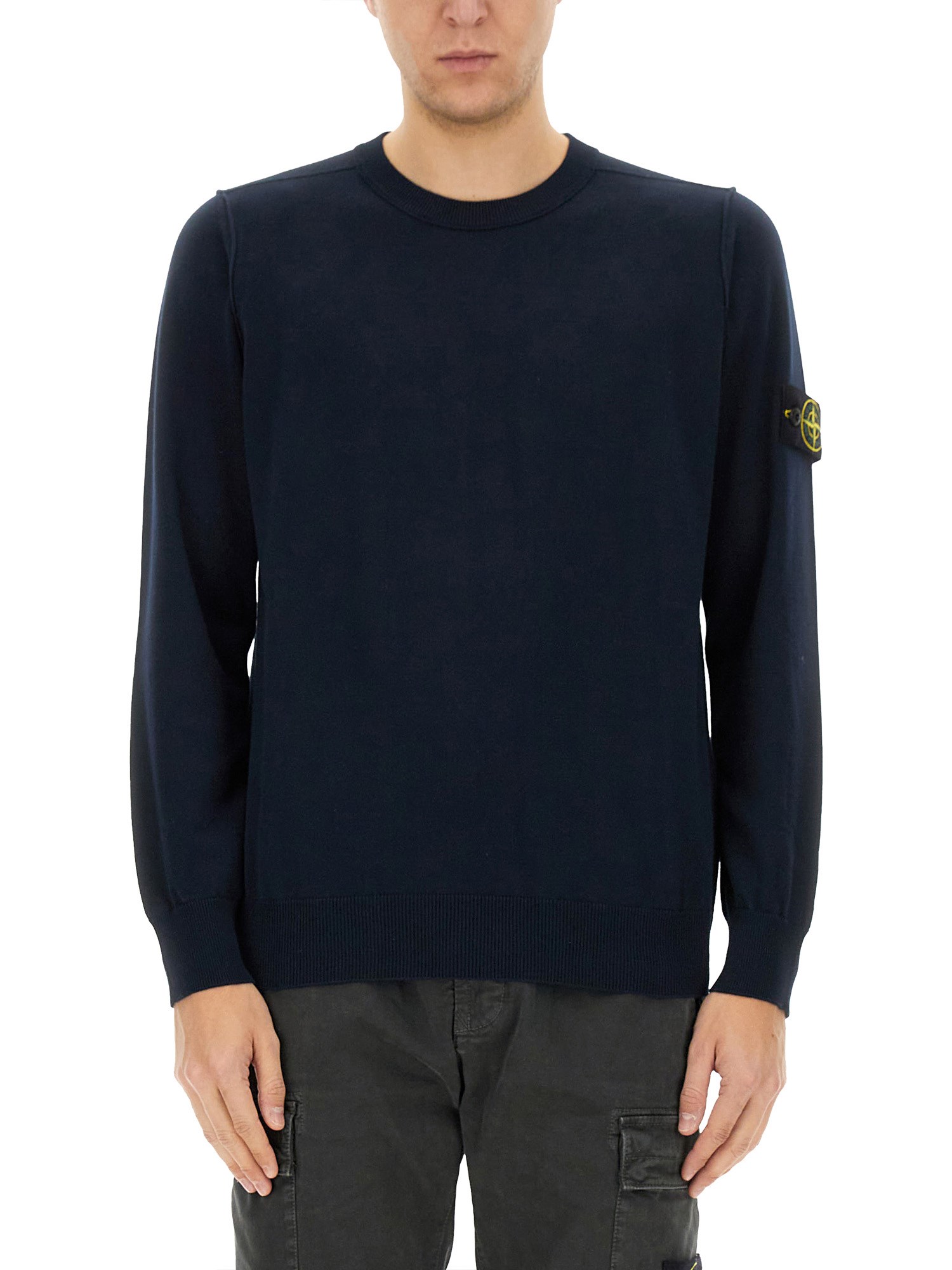 Stone Island Light Rws Pure Wool Sweater In Blue